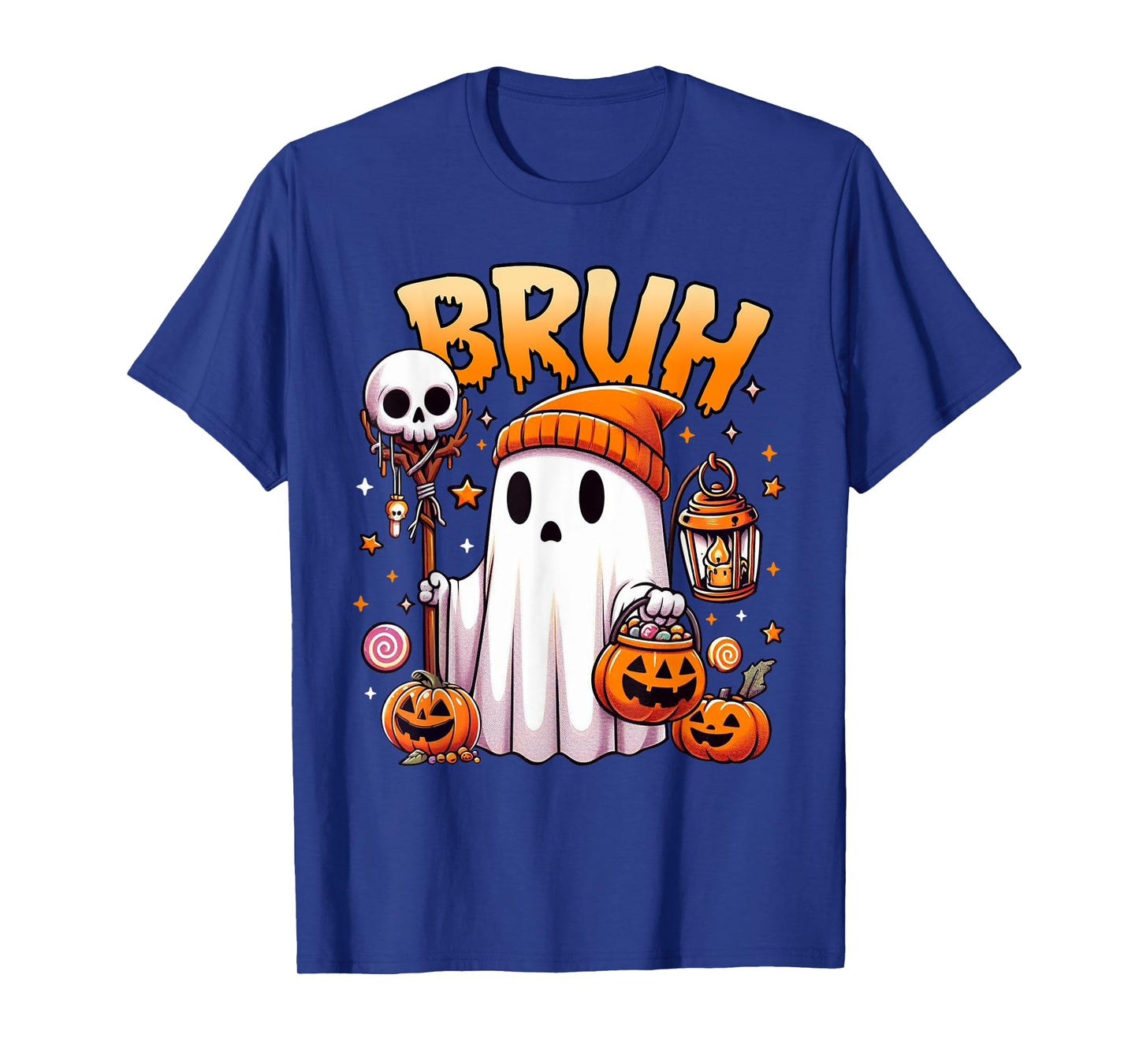 Bruh Ghost Halloween Cute Ghost Trick Or Treat Candy Kids T-Shirt