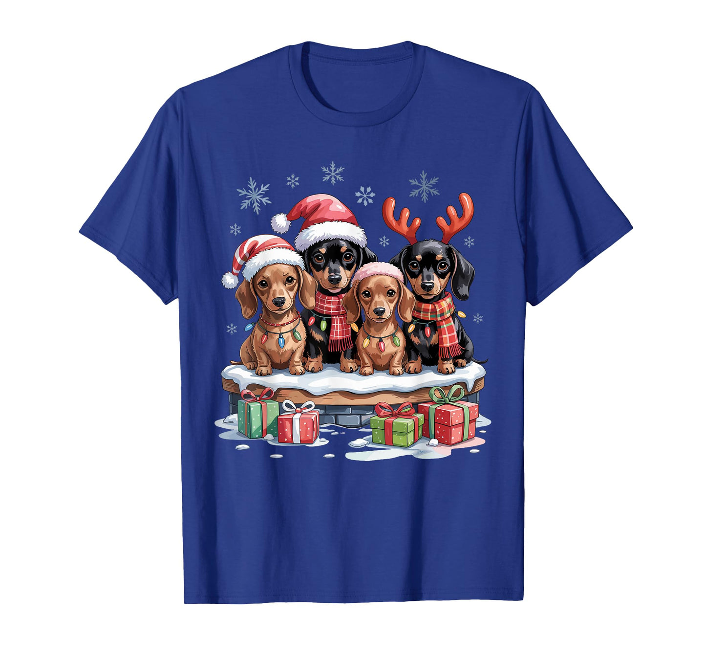Cute Dachshund Christmas Puppies Dog Lovers Funny Holiday T-Shirt