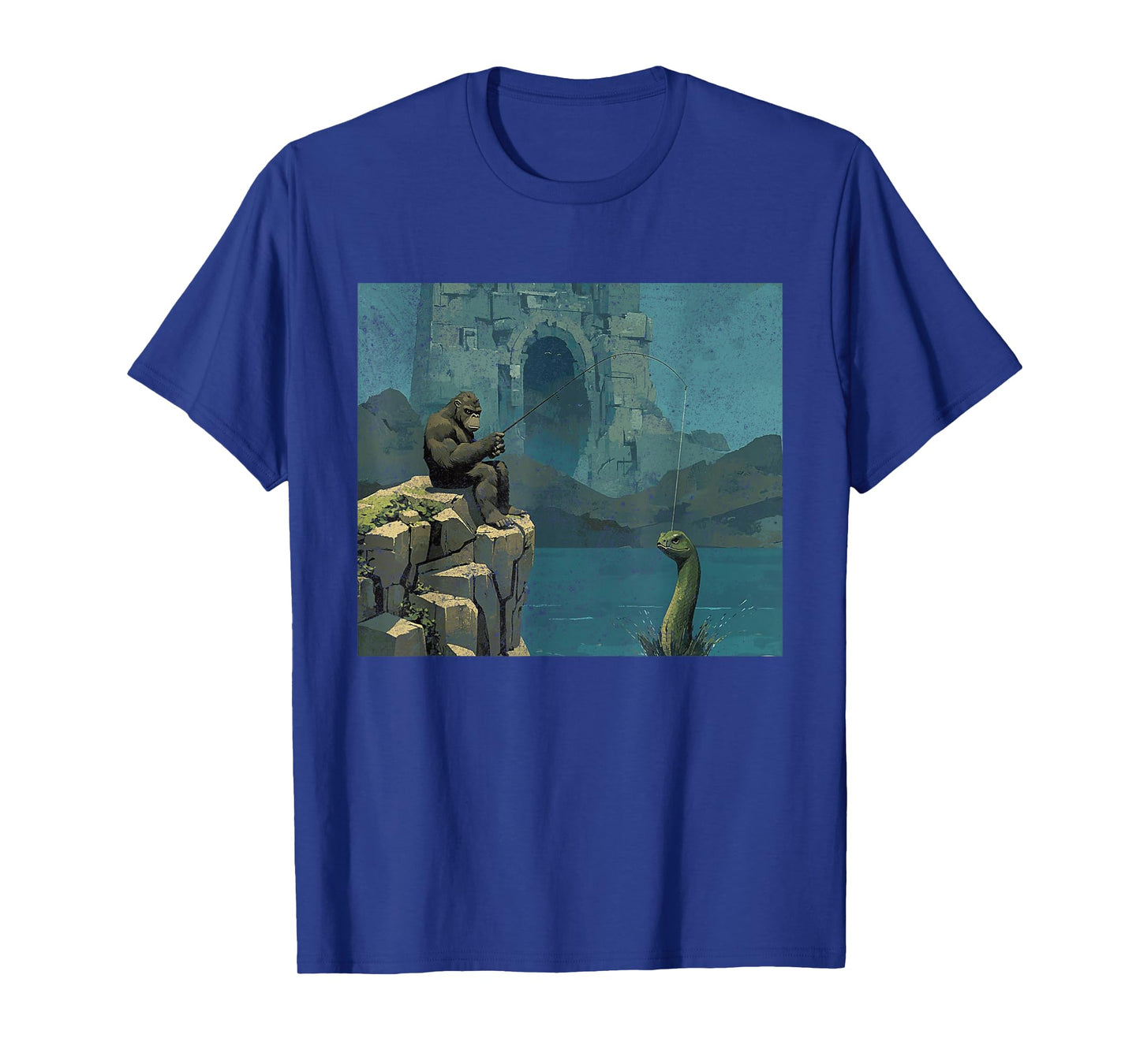 Bigfoot Sasquatch Fishes for The Loch Ness Monster Funny T-Shirt
