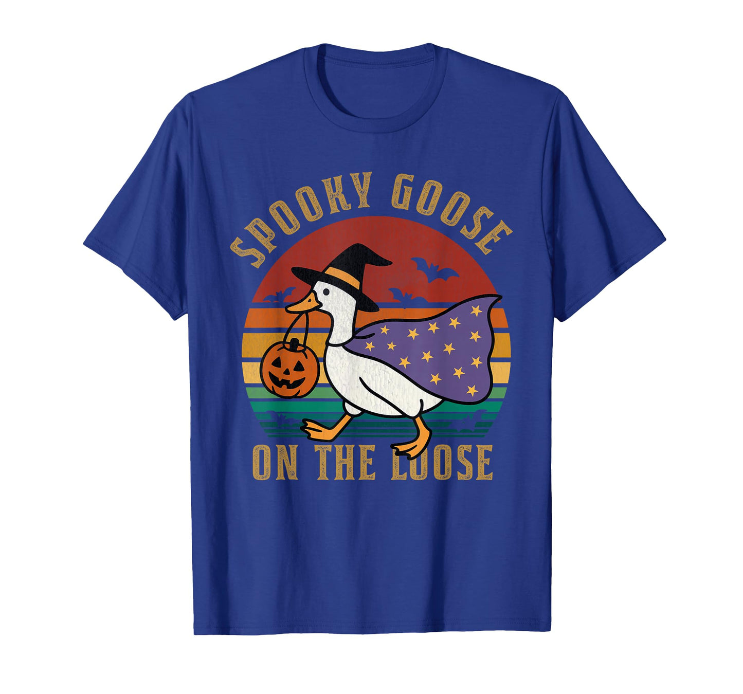 Vintage Spooky Goose On The Loose Funny Halloween Retro T-Shirt