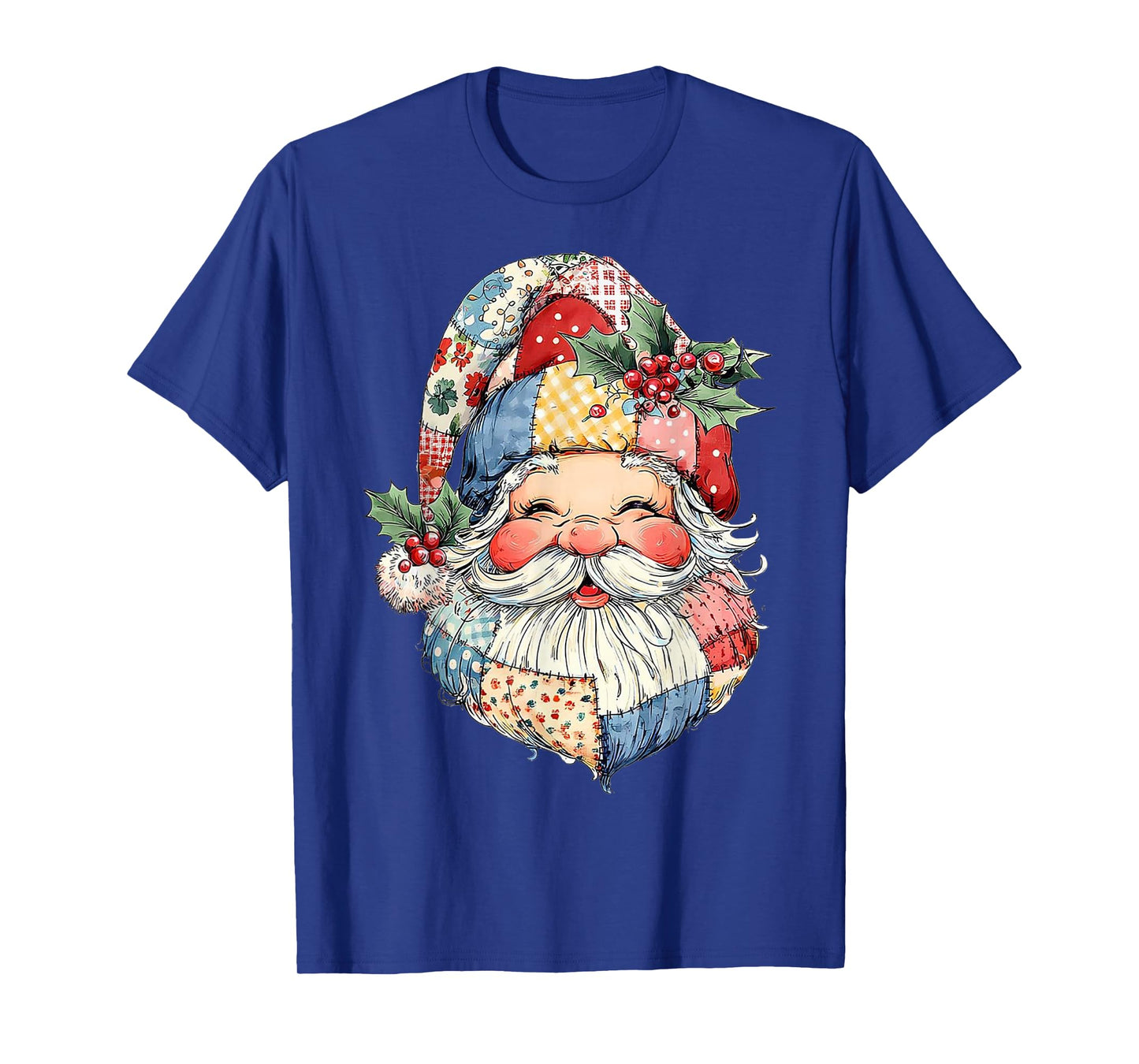 Patchwork Santa Claus Retro Christmas Funny Mens Womans Kids T-Shirt
