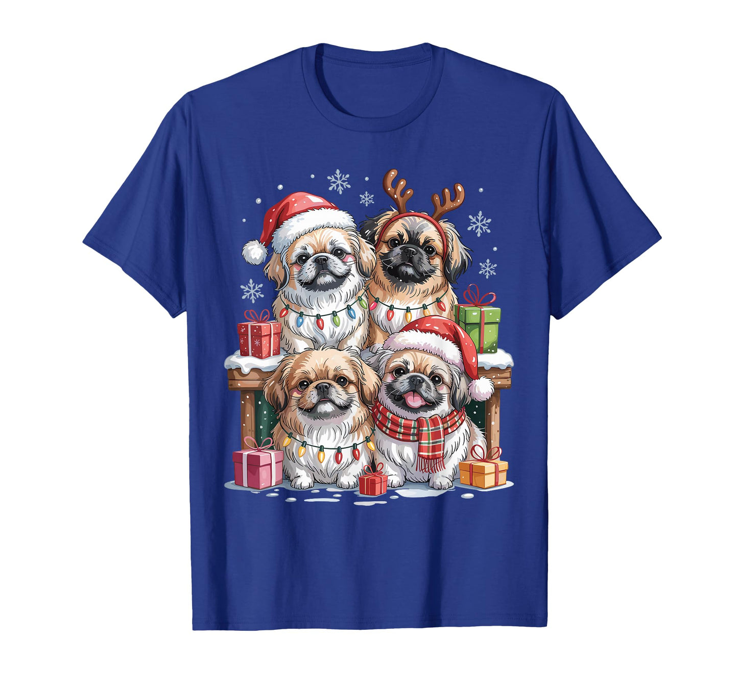 Cute Pekingese Christmas Puppies Dog Lovers Funny Holiday T-Shirt