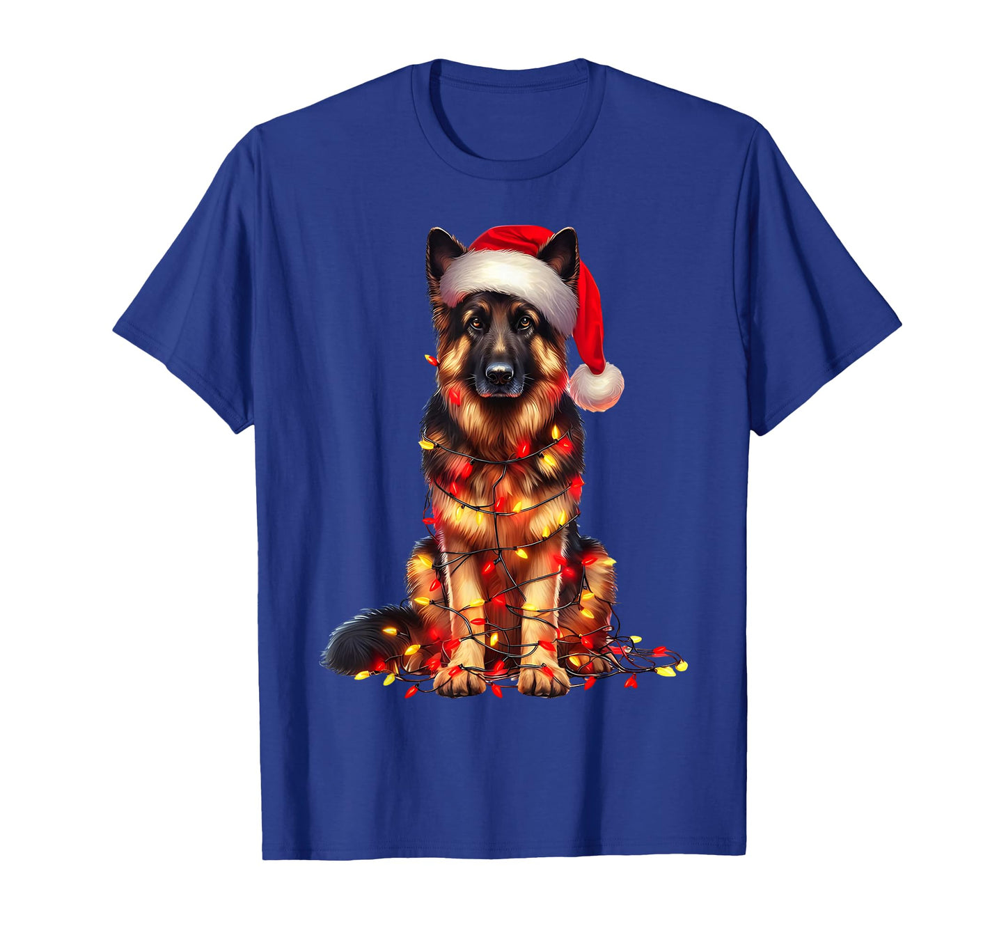 German Shepherd Dog Christmas Lights Santa Hat Dog Lover T-Shirt