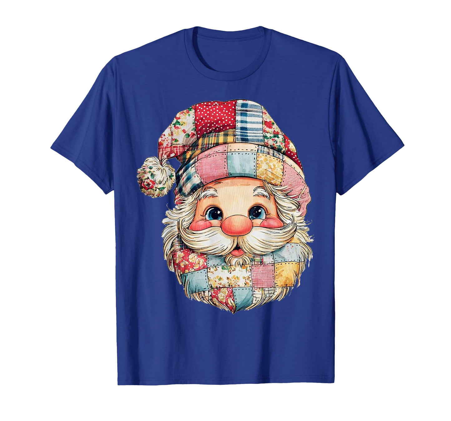 Patchwork Santa Claus Retro Christmas Funny Mens Womans Kids T-Shirt