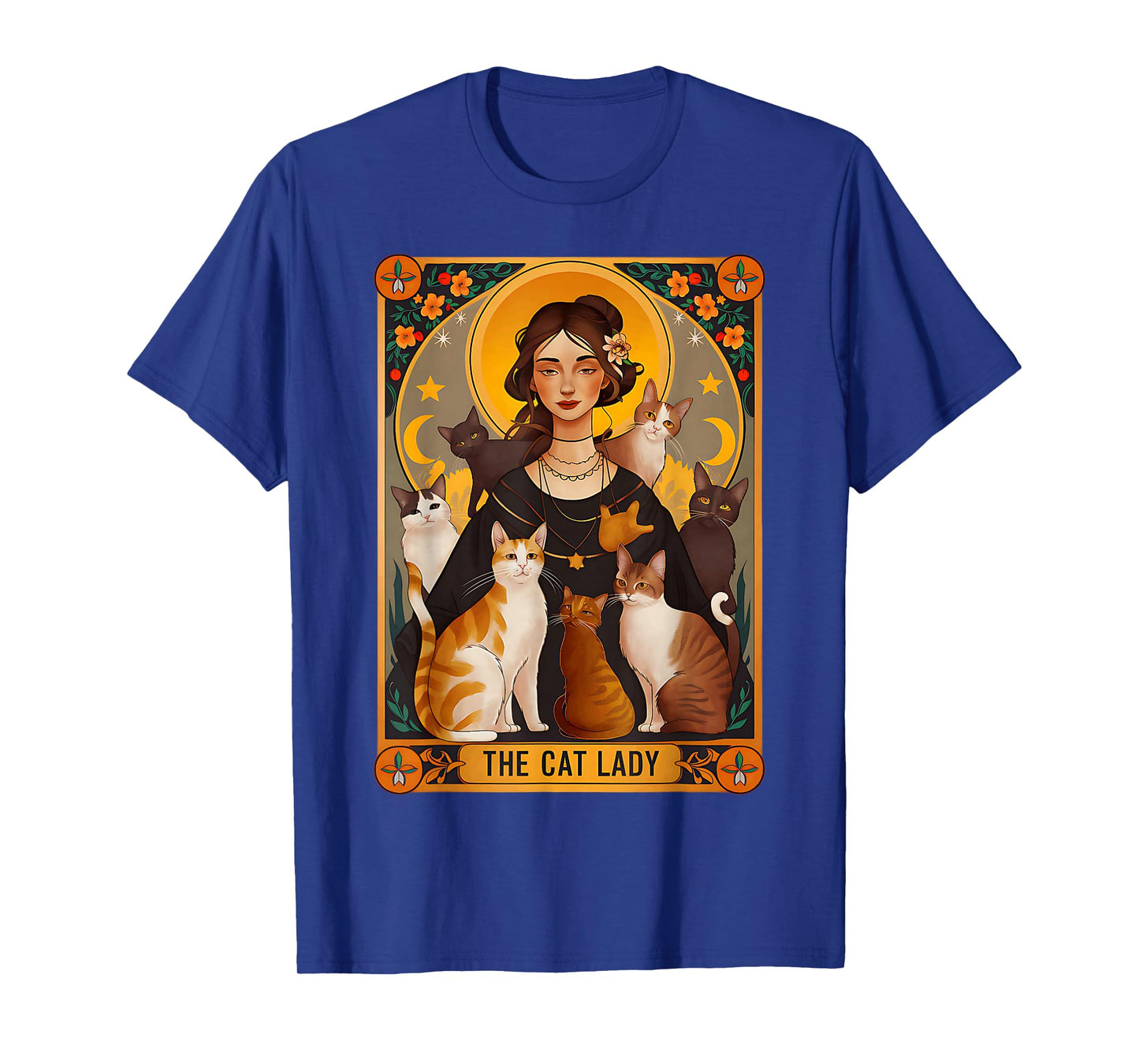 The Cat Lady Tarot Cards Witch Coffee Cats Halloween T-Shirt