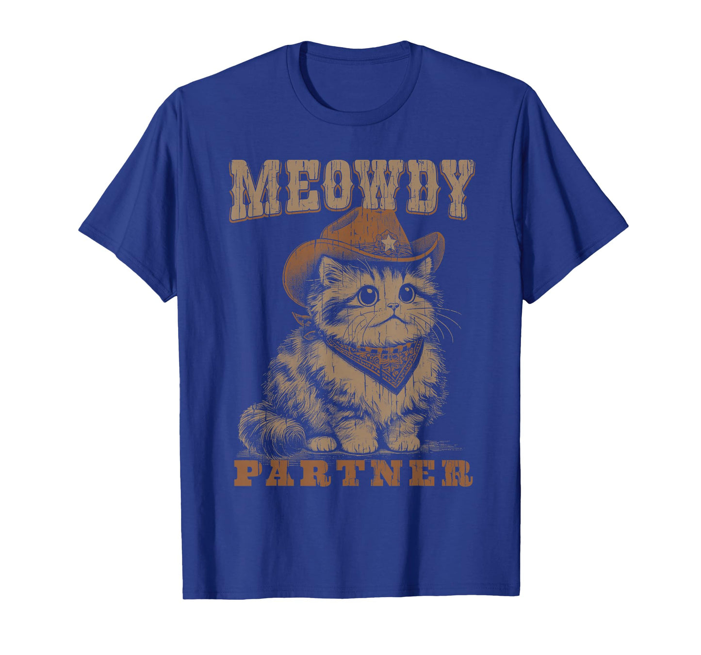 Meowdy Partner Funny Cat Cowboy Vintage Graphic T-Shirt