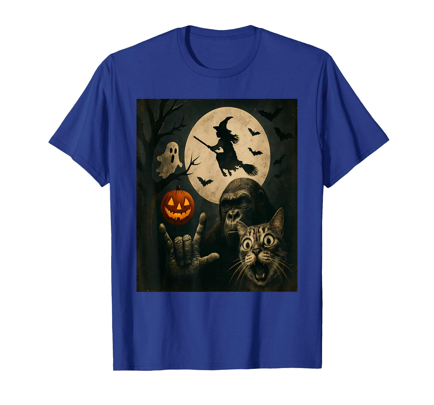 Funny Spooky Cat Ghost Bigfoot Halloween T-Shirt