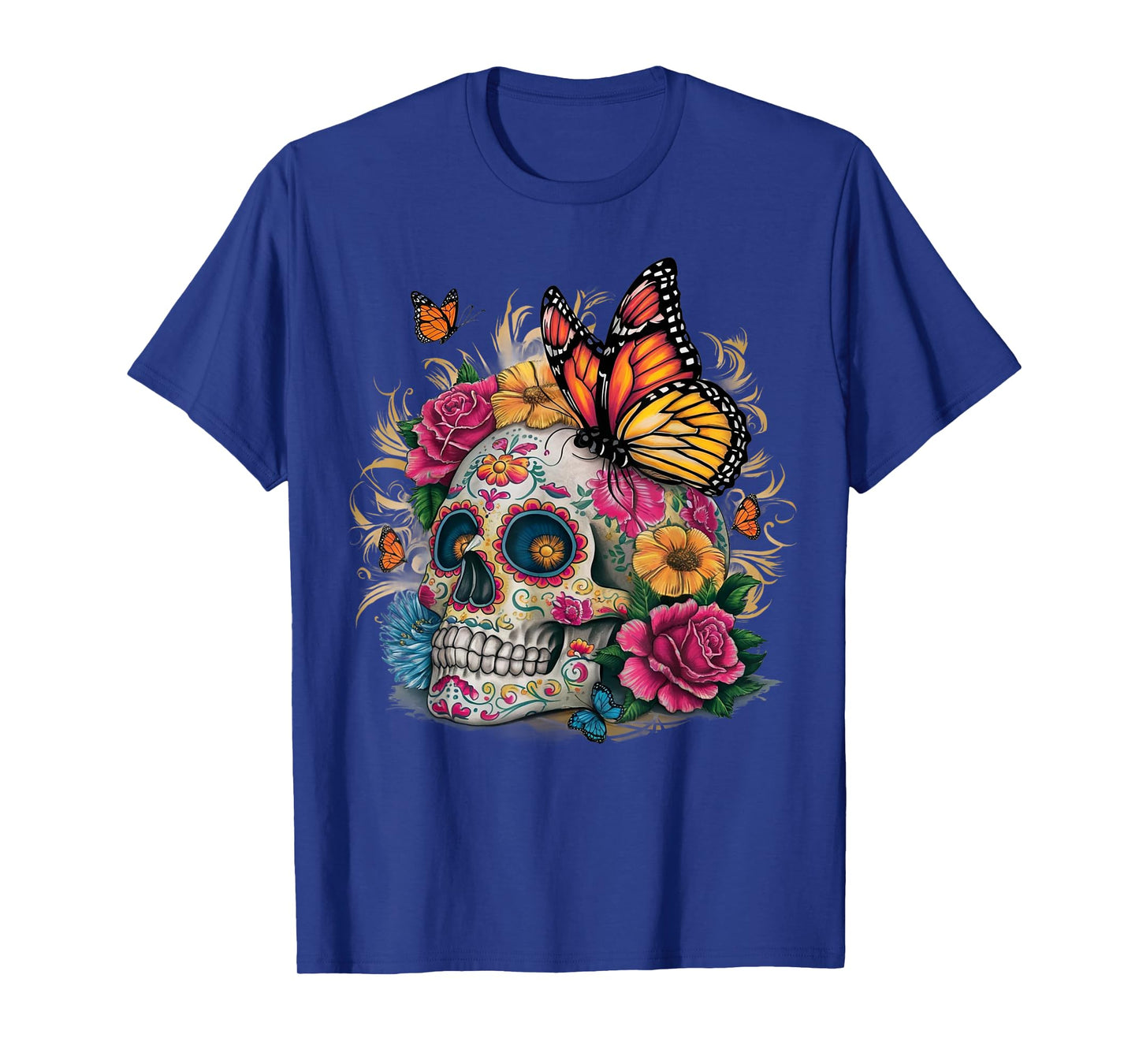 Sugar Skull Butterfly Day of Dead Halloween Dia De Muertos T-Shirt