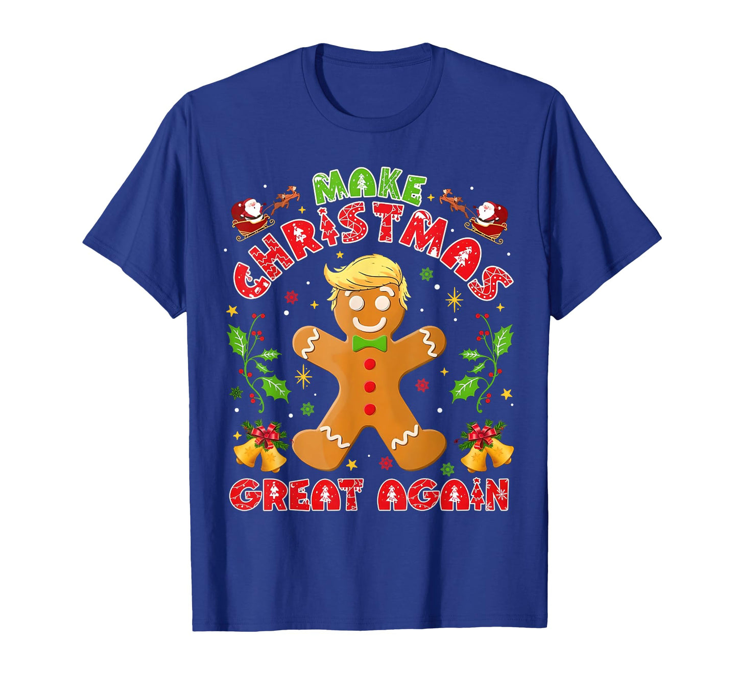 Funny Trump Gingerbread Man Make Christmas Great Again 2024 T-Shirt