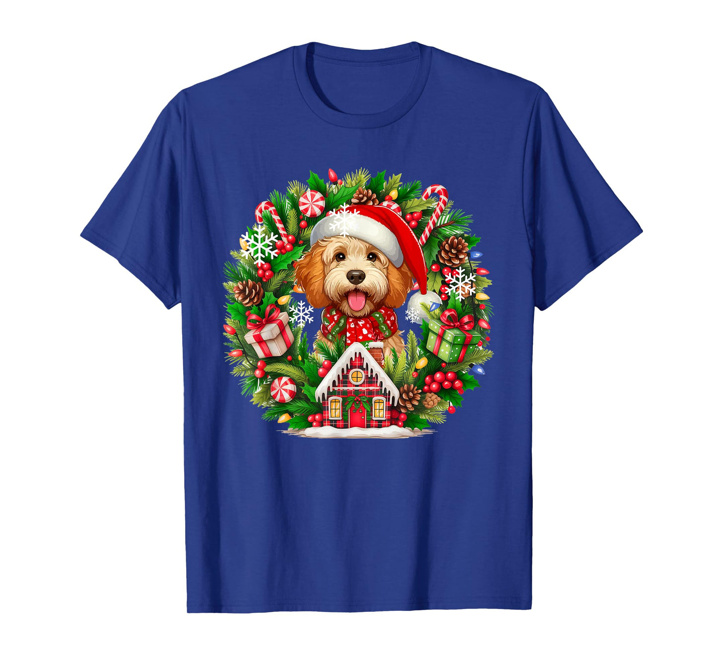 Santa Sproodle Christmas Floral Circle Matching Owner Kids T-Shirt
