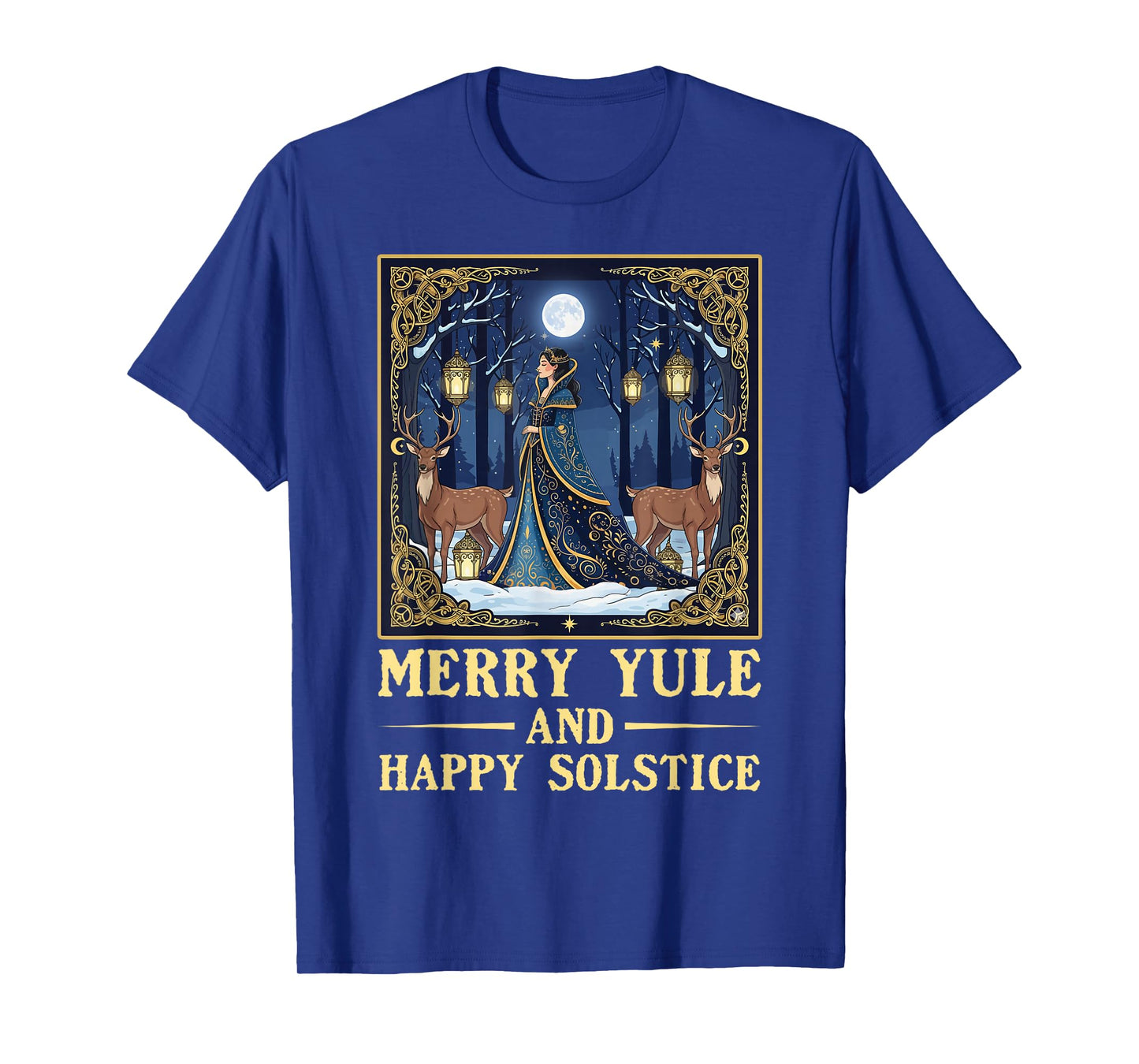 Merry Yule and Happy Solstice Deer Christmas Gothic Pagan T-Shirt