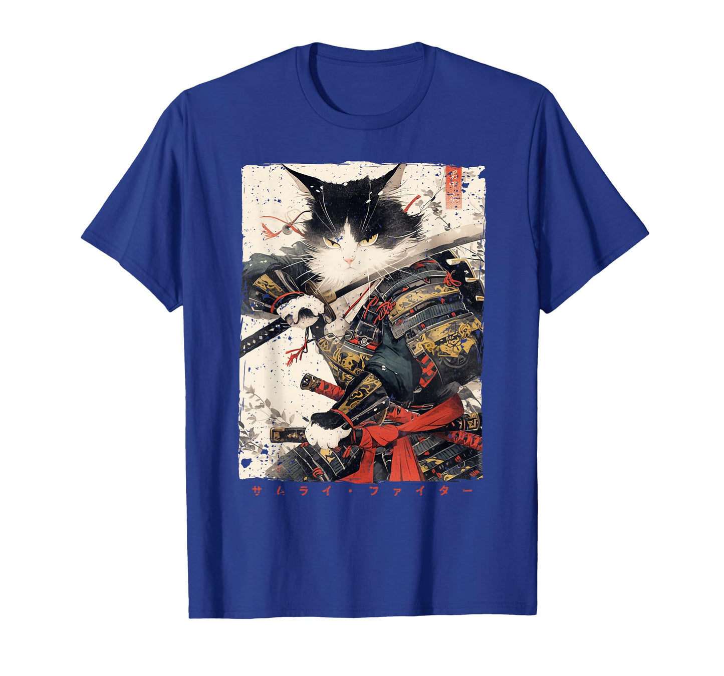 Samurai Cat Warrior Ukiyo Ink Artwork Cat Samurai T-Shirt