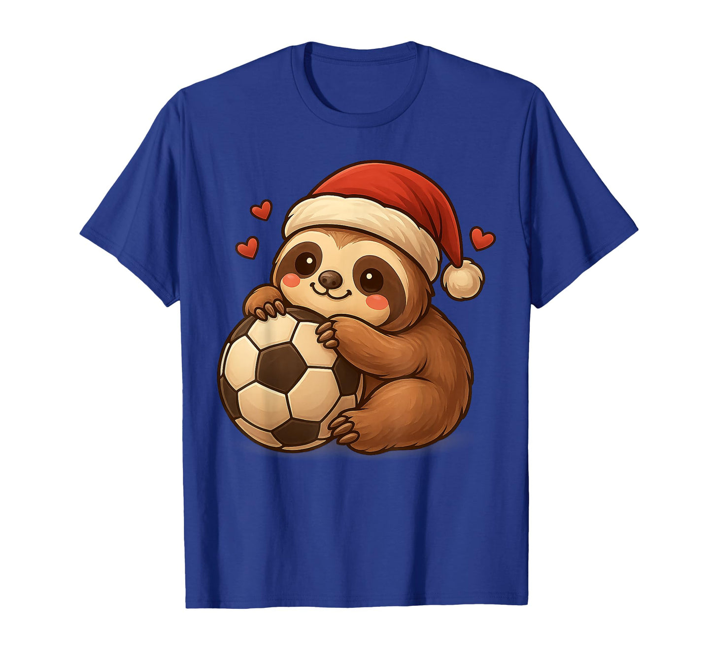 Sloth Christmas Tee Santa Playing Soccer Funny Xmas Football T-Shirt