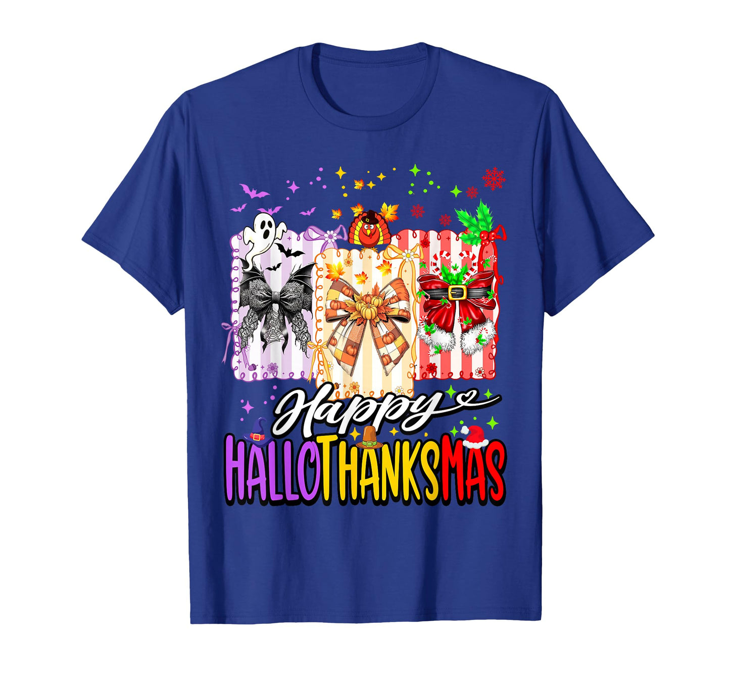 Happy Hallothanksmas Coquette Bow Halloween Thanks Christmas T-Shirt