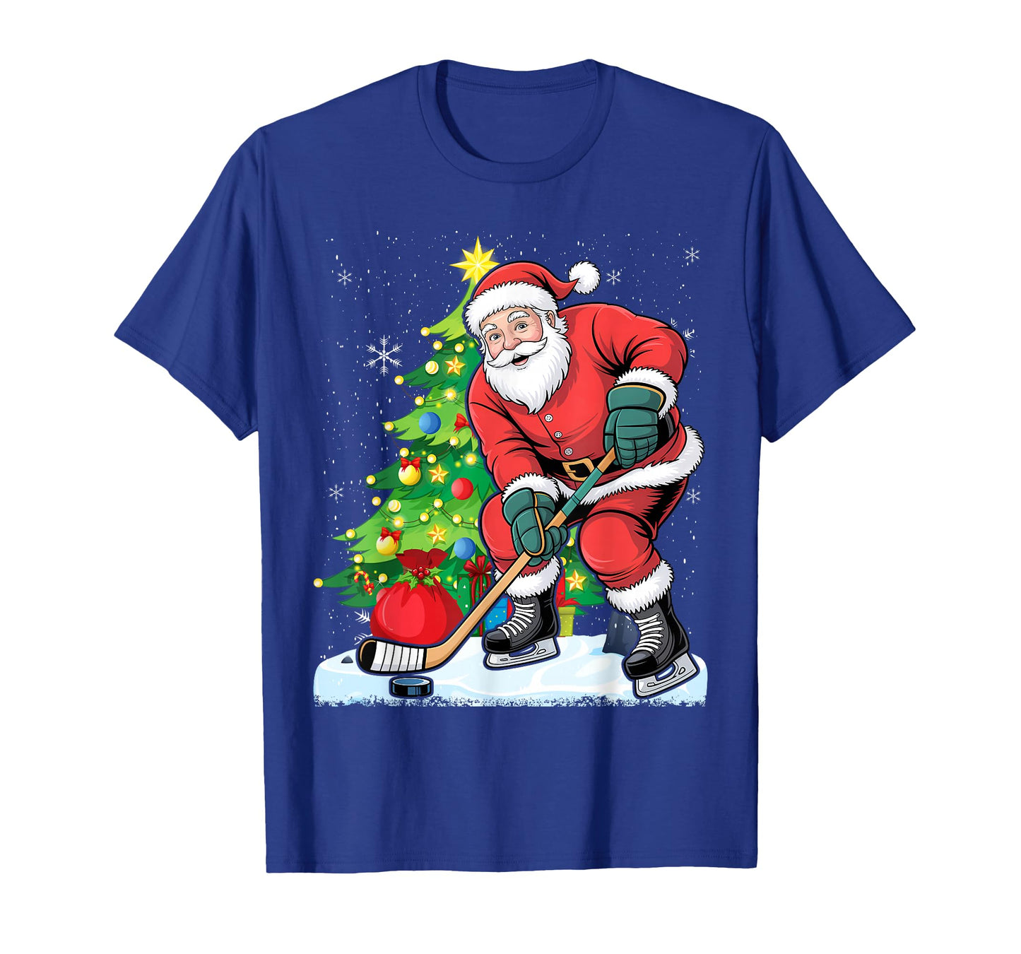 Funny Santa Clause Christmas Ice Hockey Kids for Boys T-Shirt