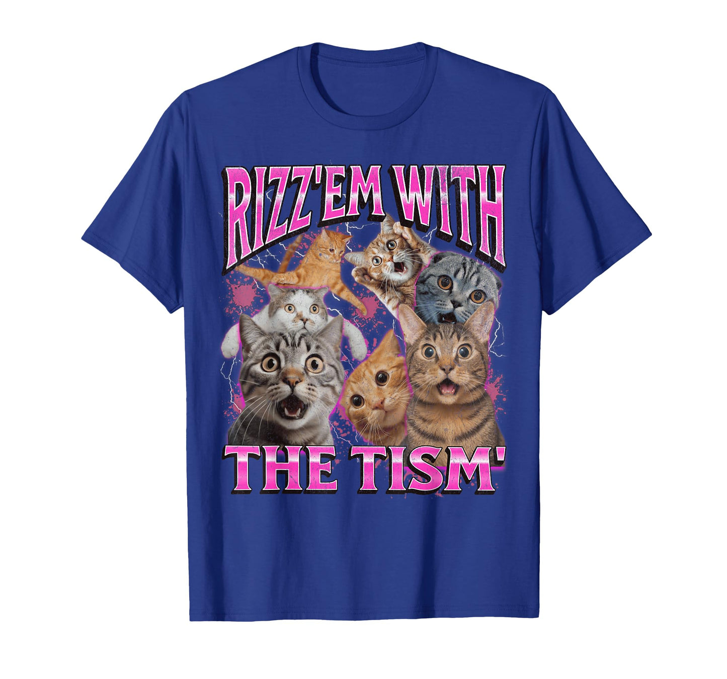 Rizz Em' With The Tism' Funny Cat Meme Bootleg Graphic 90s Men Women T-Shirt