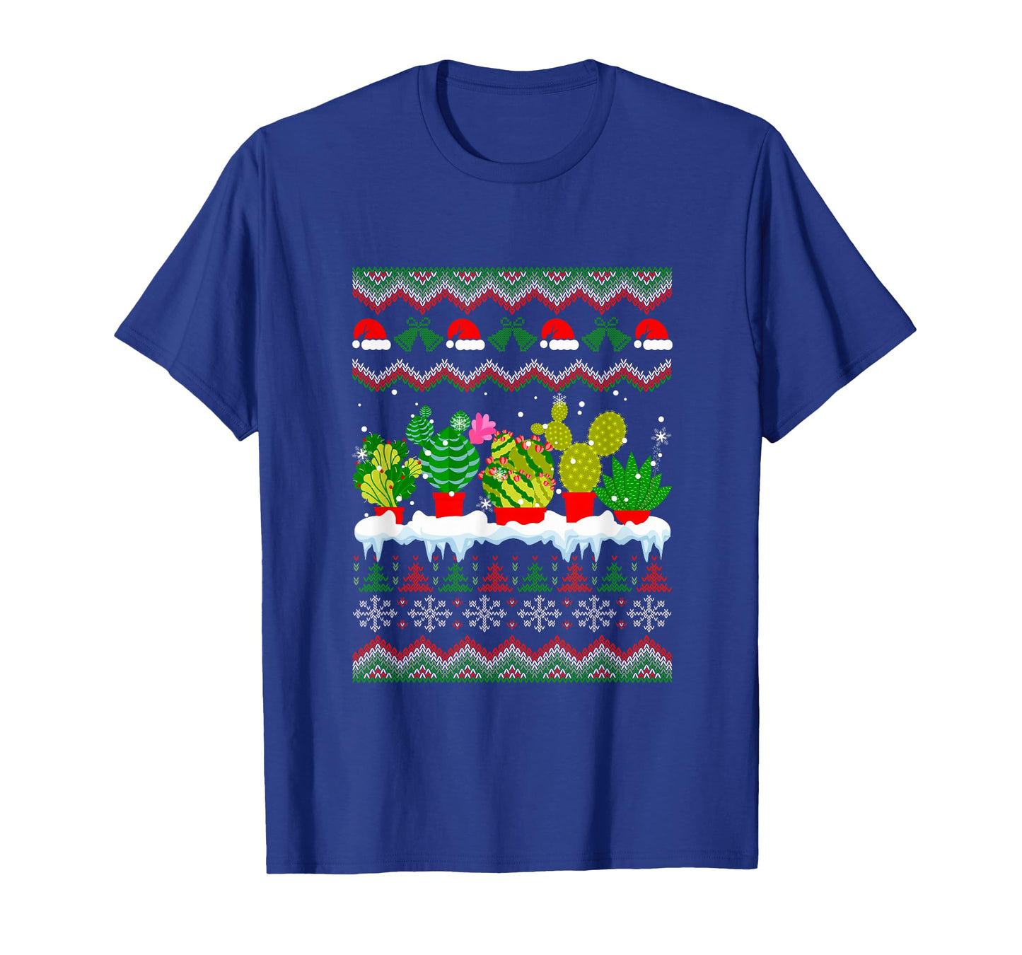 Succulents Cactus Collection Xmas Sweater Santa Gardener T-Shirt