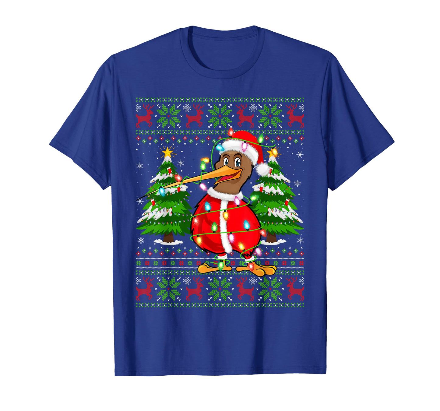 Kiwi Bird Christmas Lights Santa Costume Ugly Xmas Sweaters T-Shirt