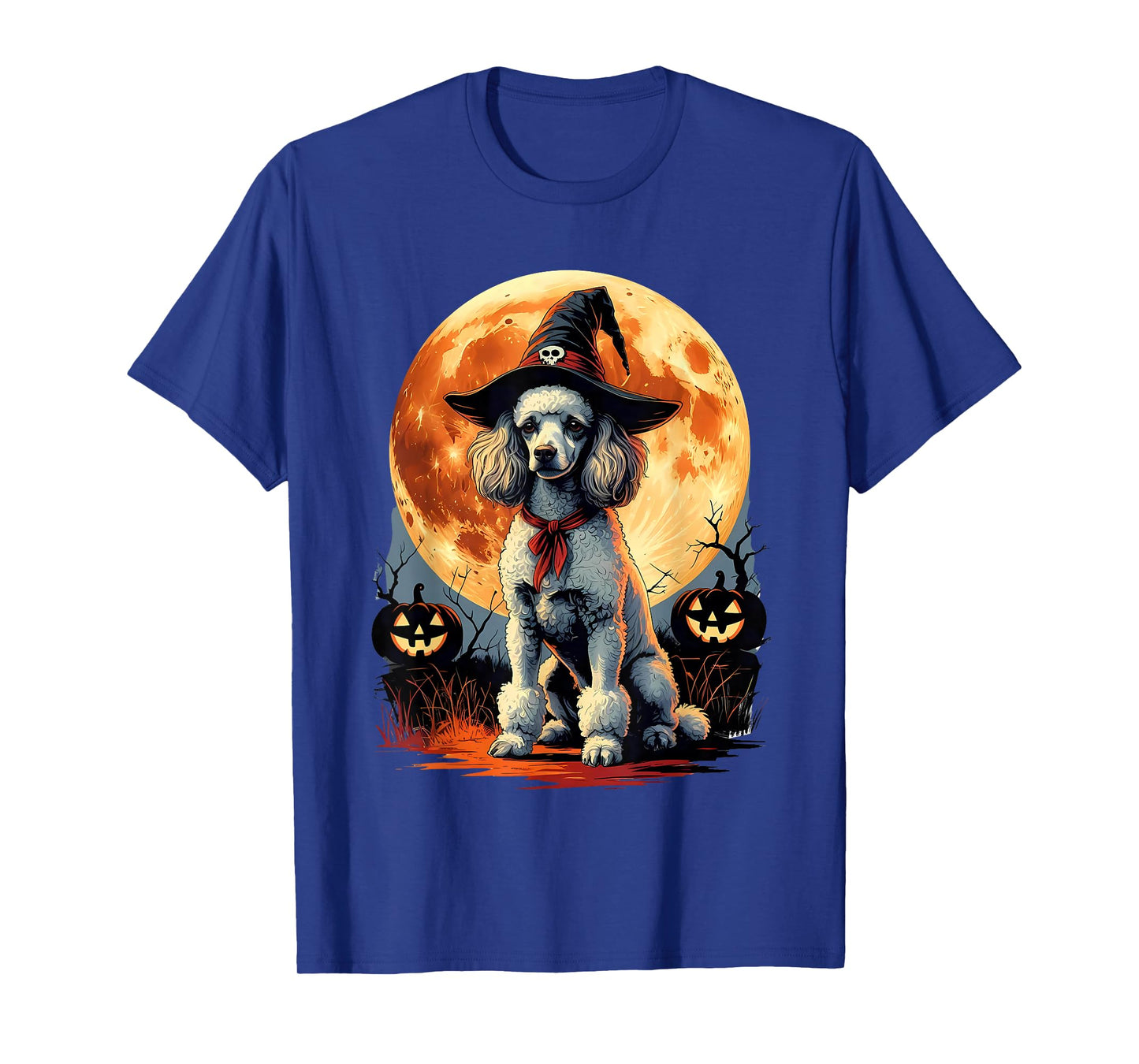 Funny Poodle Witch Spooky Ghost Halloween Costume T-Shirt