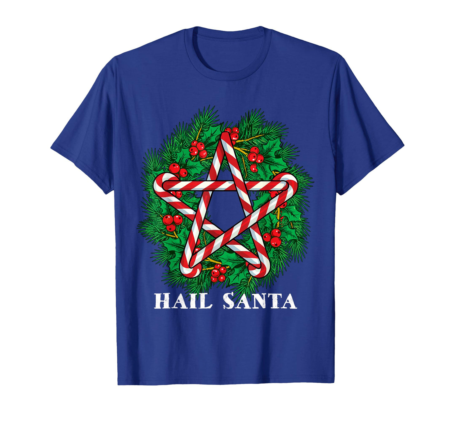 Hail Santa Star Pagan Solstice Gothic Metal Christmas Wreath T-Shirt