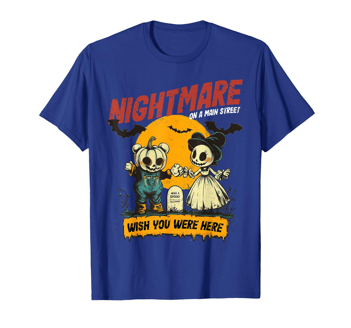 Vintage Mainstreet Halloween Pumpkin On Head Nightmare T-Shirt