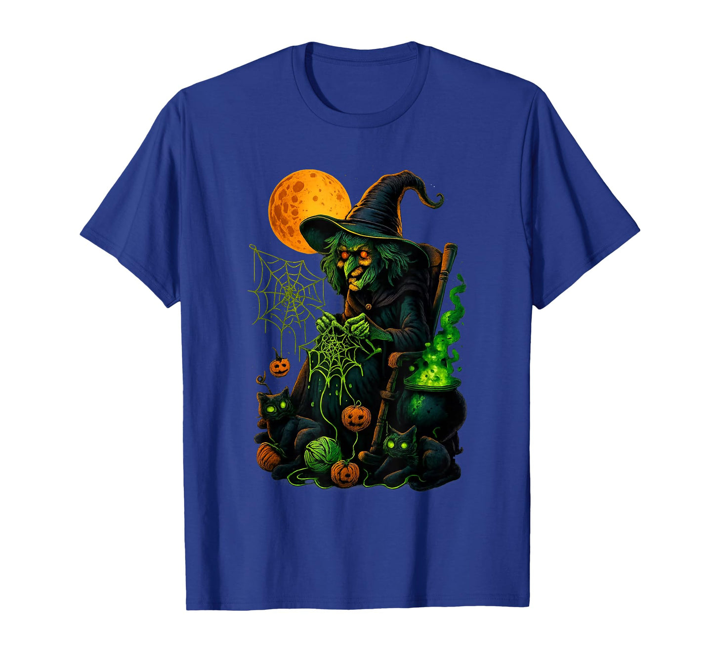 Halloween Knitting Witch Funny Spooky Grandma Mom Art Women T-Shirt