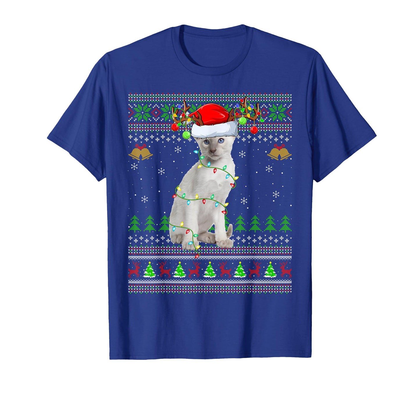 Siamese Cat Ugly Christmas Sweaters Holiday Santa Xmas T-Shirt