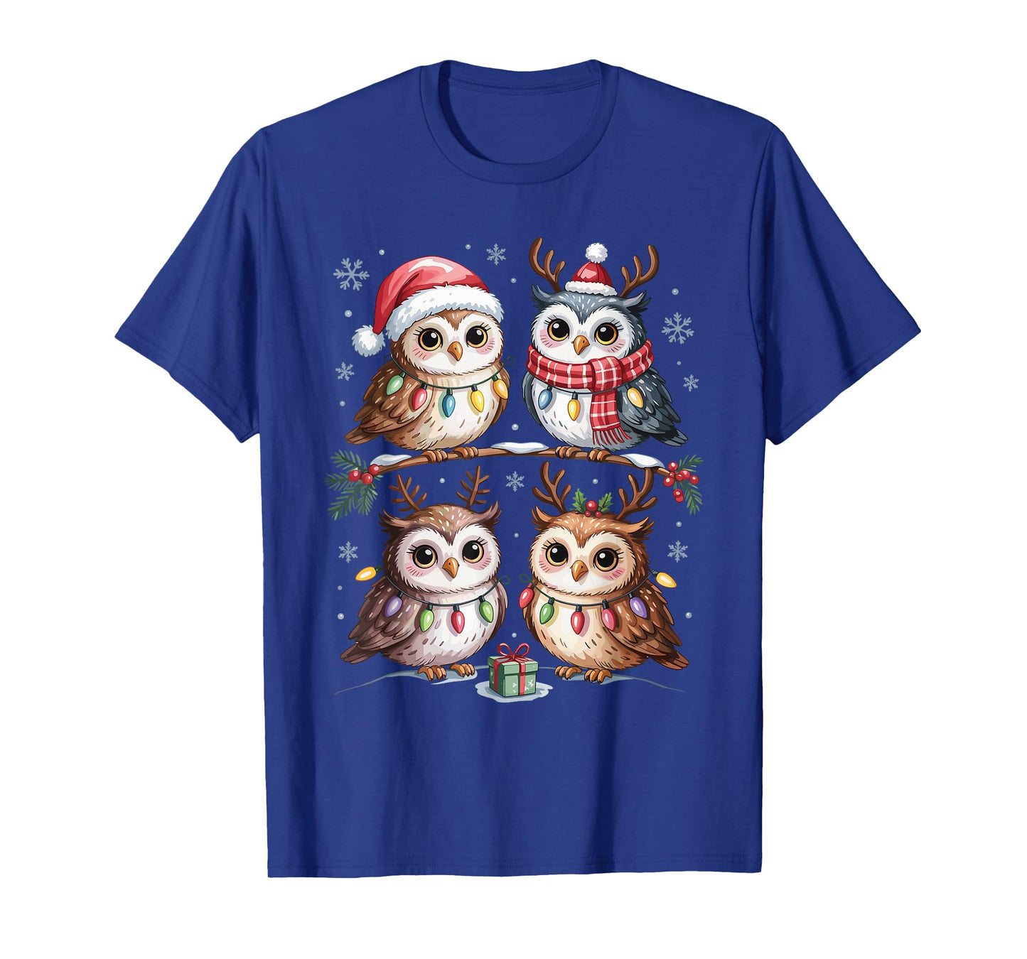 Cute Owl Christmas Bird Lovers Funny Holiday Pajamas T-Shirt