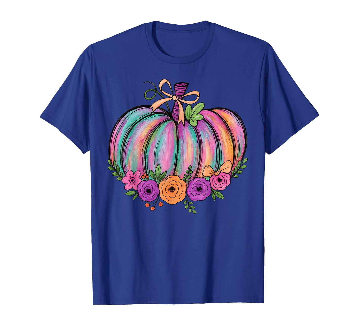 Thanksgiving Vintage Boho Floral Fall Vibes Funny Pumpkin T-Shirt