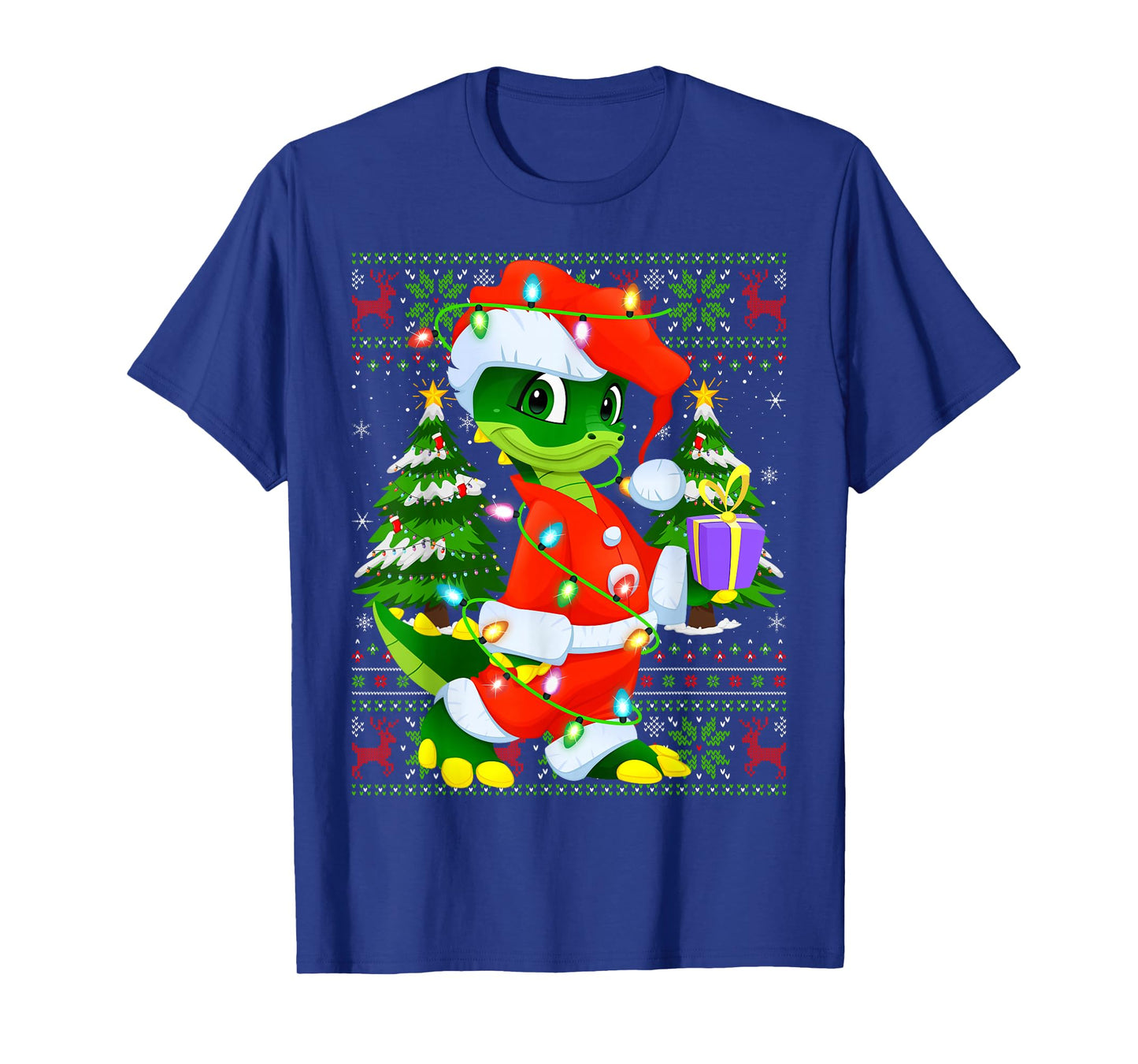 Alligator Christmas Lights Santa Costume Ugly Xmas Sweaters T-Shirt