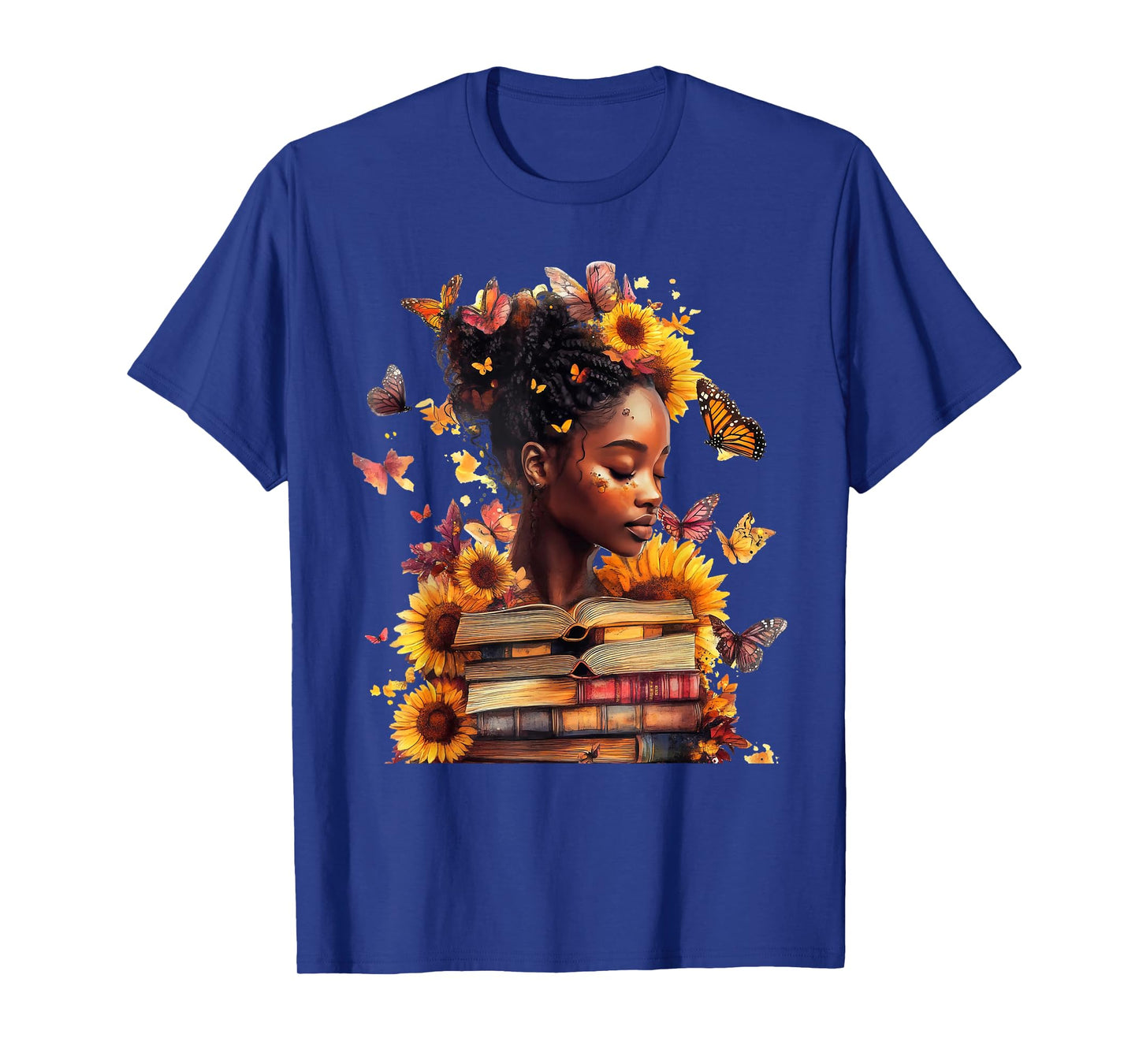 Queen Melanin Black Women Butterfly Sunflower Black History T-Shirt