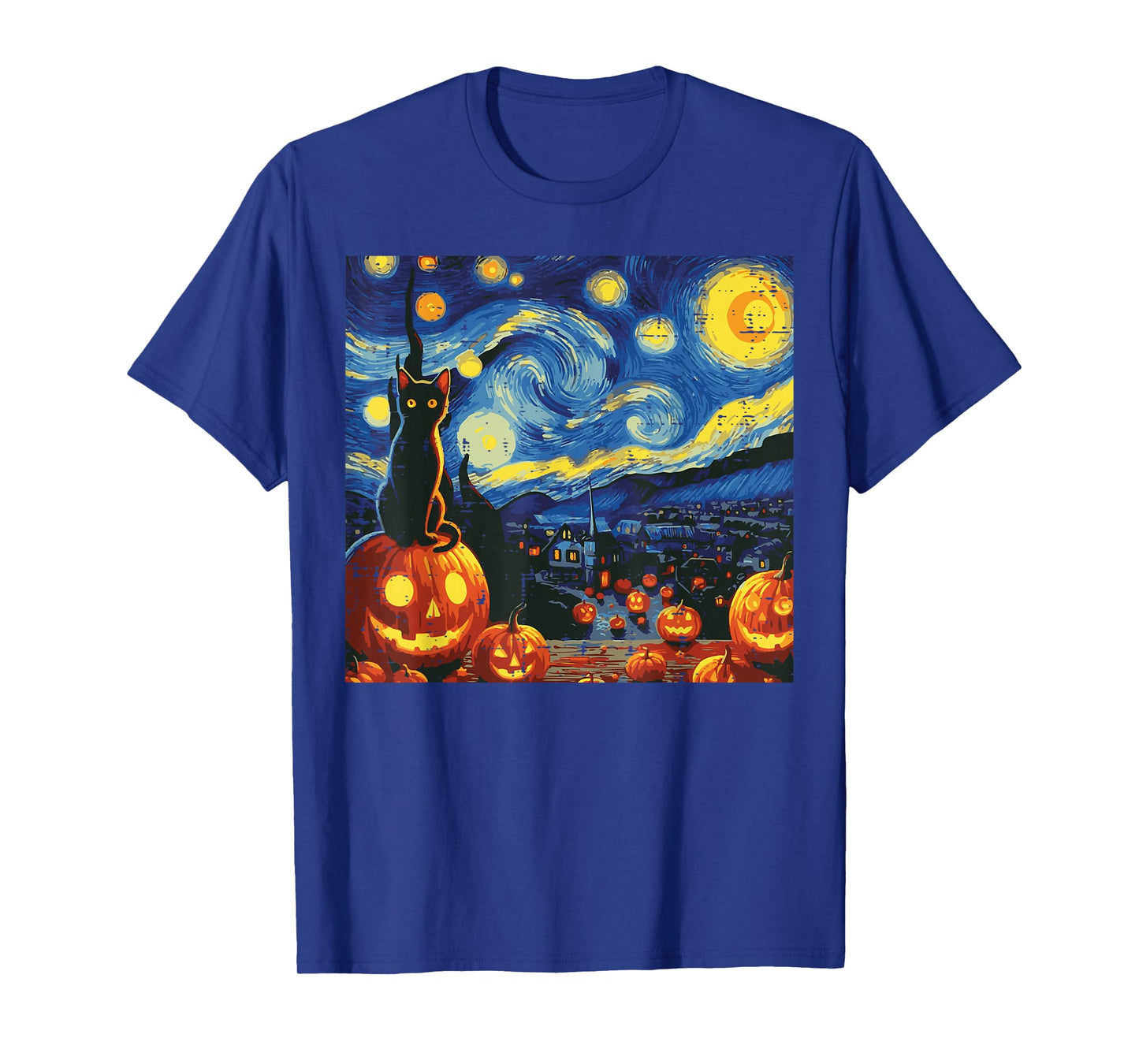 Halloween Starry Night Cat Pumpkins Costume Men Women Kids T-Shirt