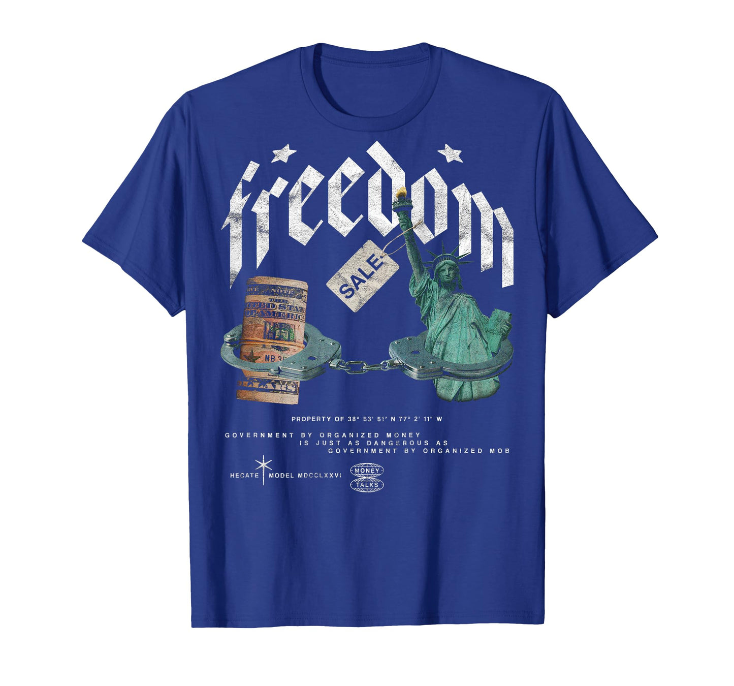 Freedom Vintage Streetwear Urban Hip Hop Rock Y2K Back Print T-Shirt