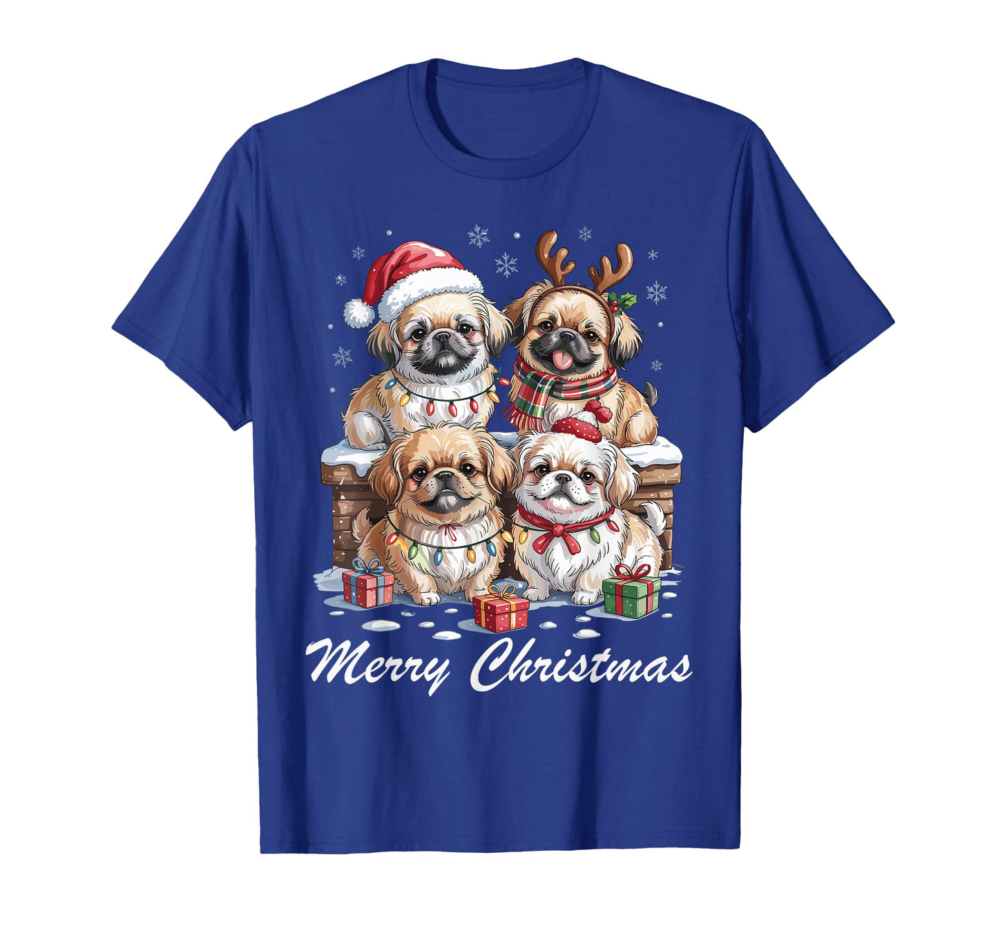 Pekingese Merry Christmas Funny Dog Lovers Holiday Pajama T-Shirt