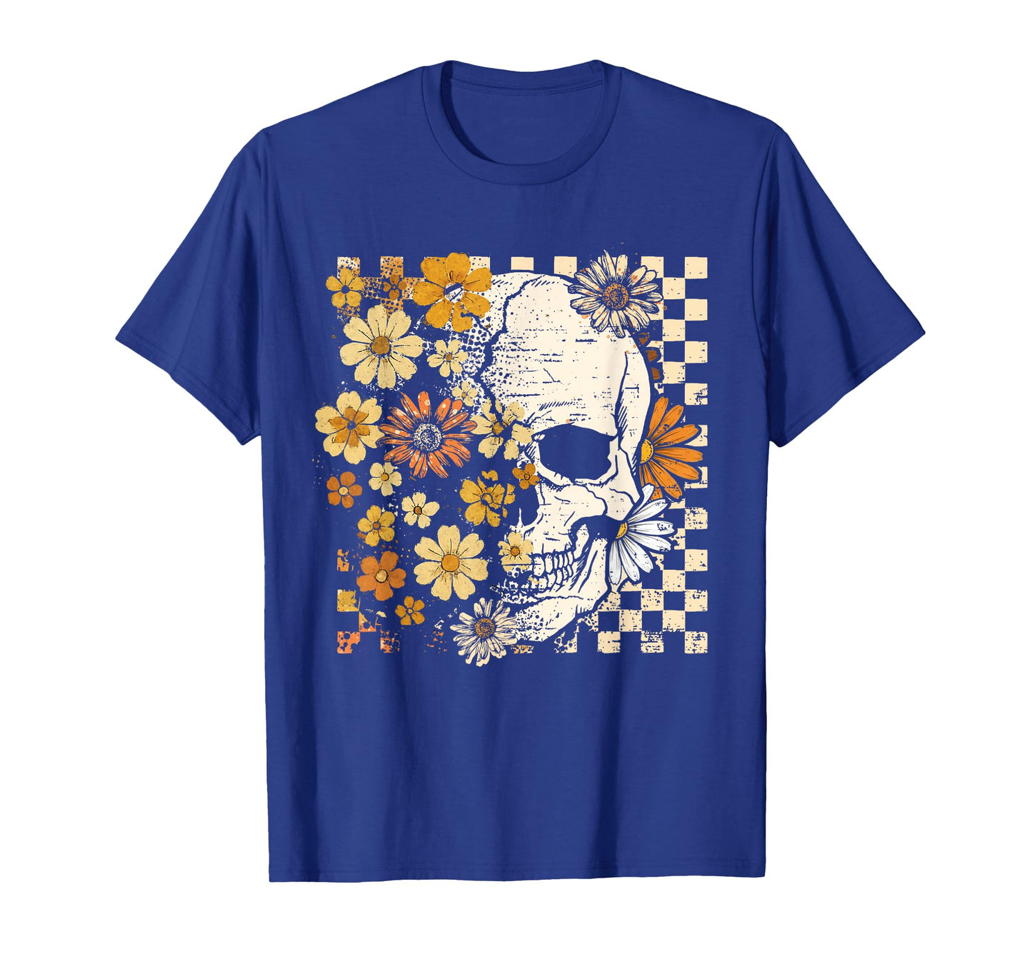 Vintage Skull Flower Halloween Fall Thankgiving Costume T-Shirt