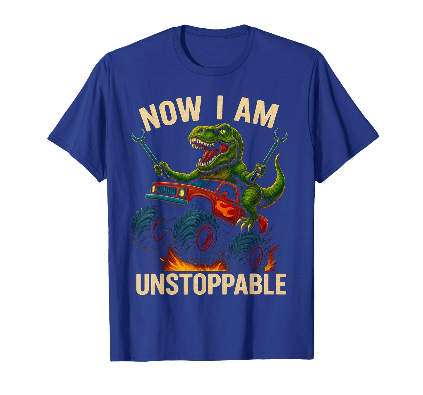 Vintage Now I Am Unstoppable Trex Funny Monster Truck T-Rex T-Shirt