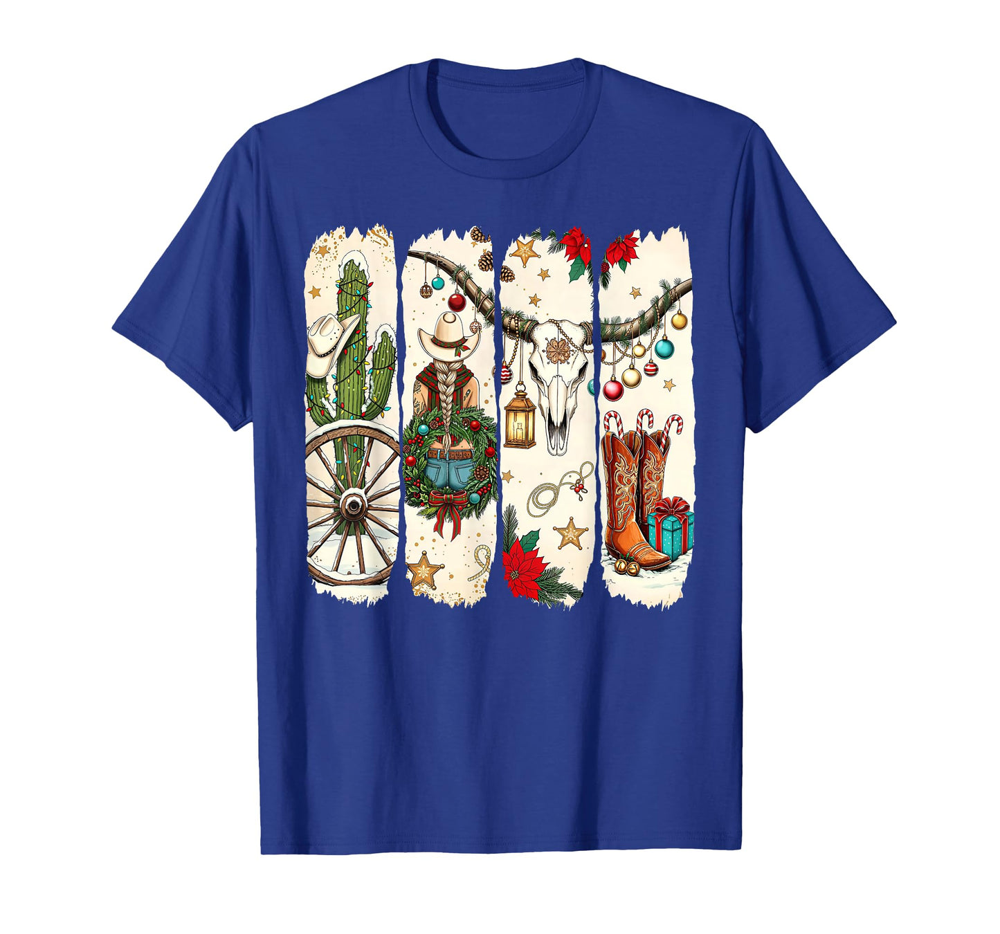 Merry Christmas Holiday Western Cowboy Cactus Xmas Pajamas T-Shirt