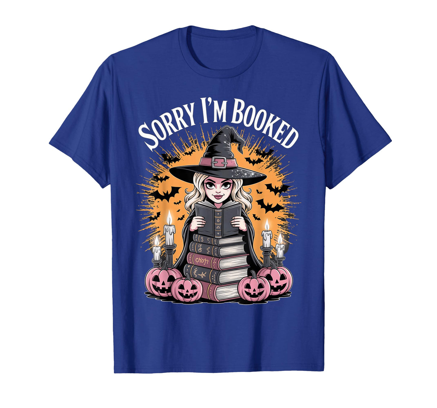 Halloween Book Lover Blonde Witch Spellbooks Booked Reading T-Shirt