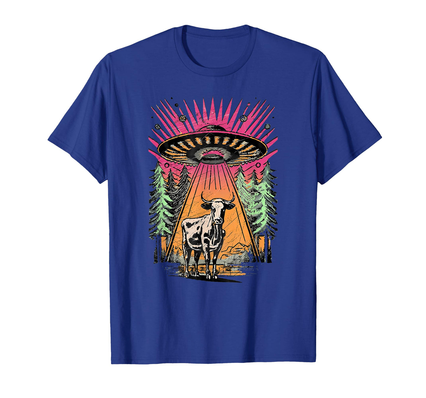 UFO Cow Abduction Funny Vintage Retro Alien Paranormal T-Shirt