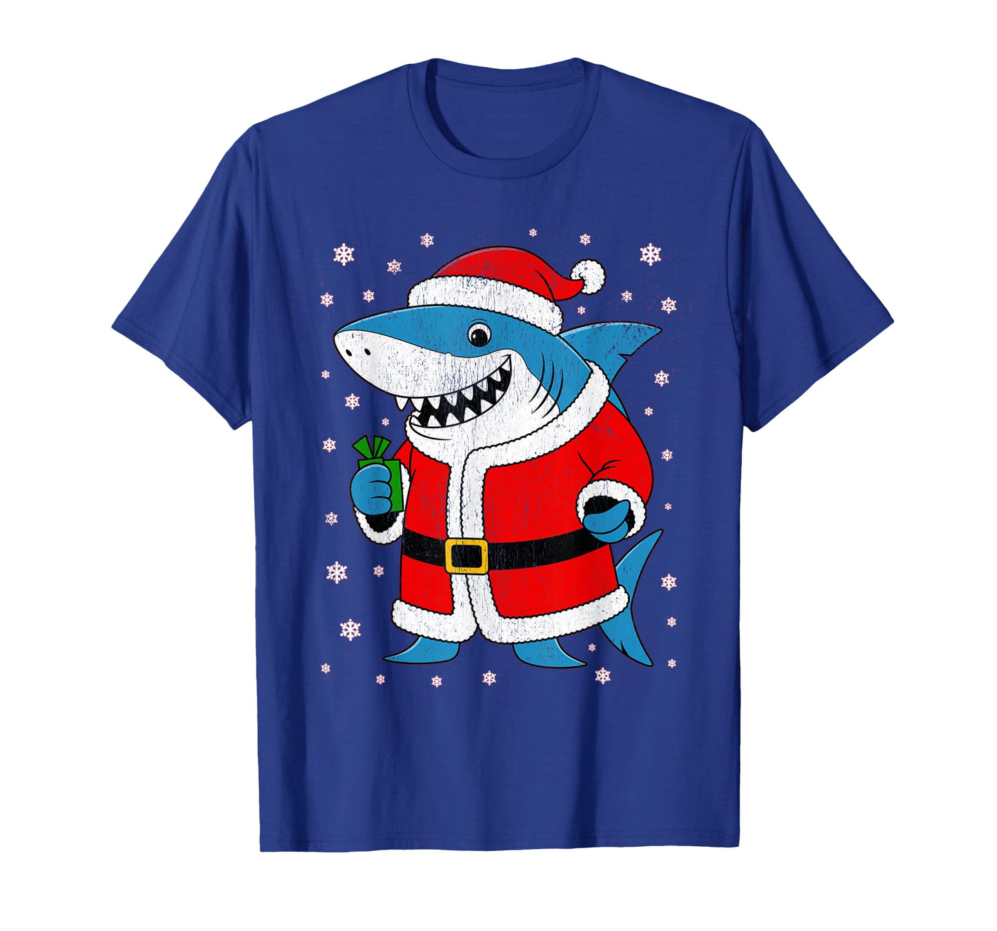 Funny Shark Santa Hat Christmas T-Shirt