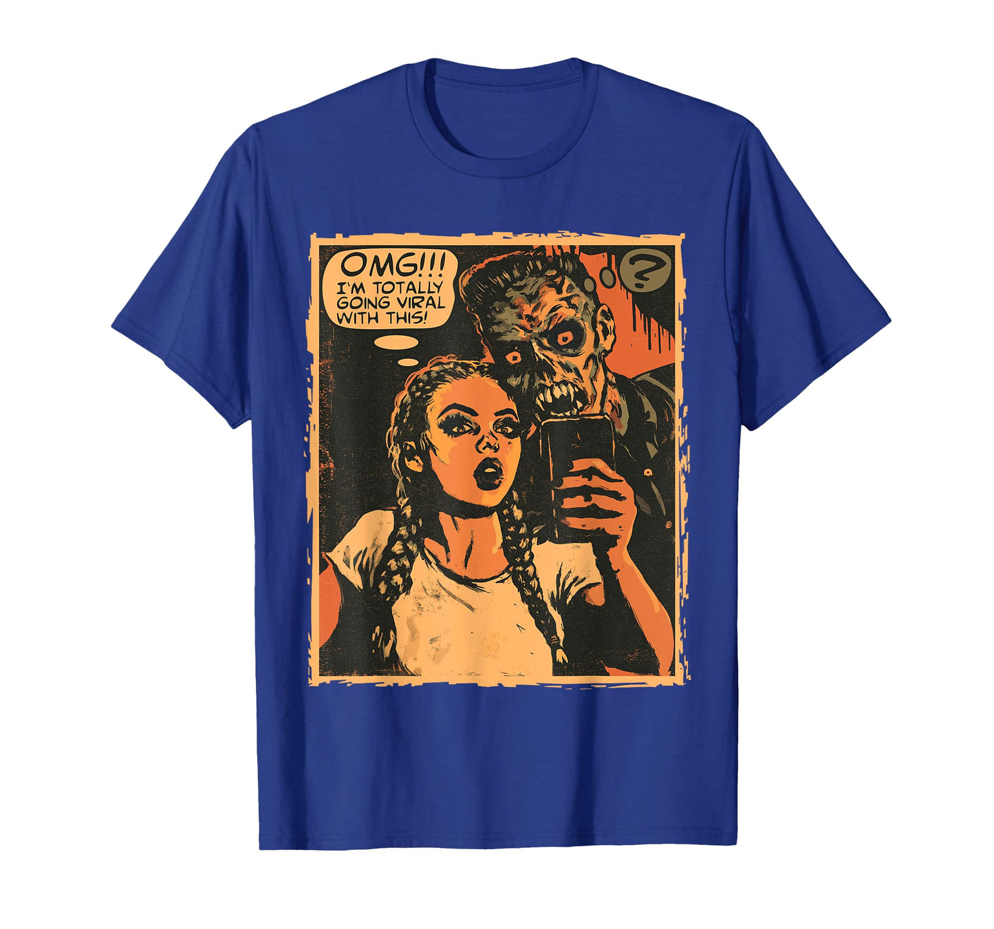 Zombie Selfie Viral Comic Horror Artwork for Halloween T-Shirt