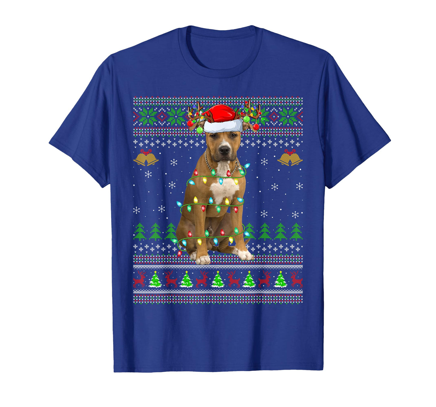 Staffordshire Bull Terrier Dog Ugly Christmas Sweaters Xmas T-Shirt