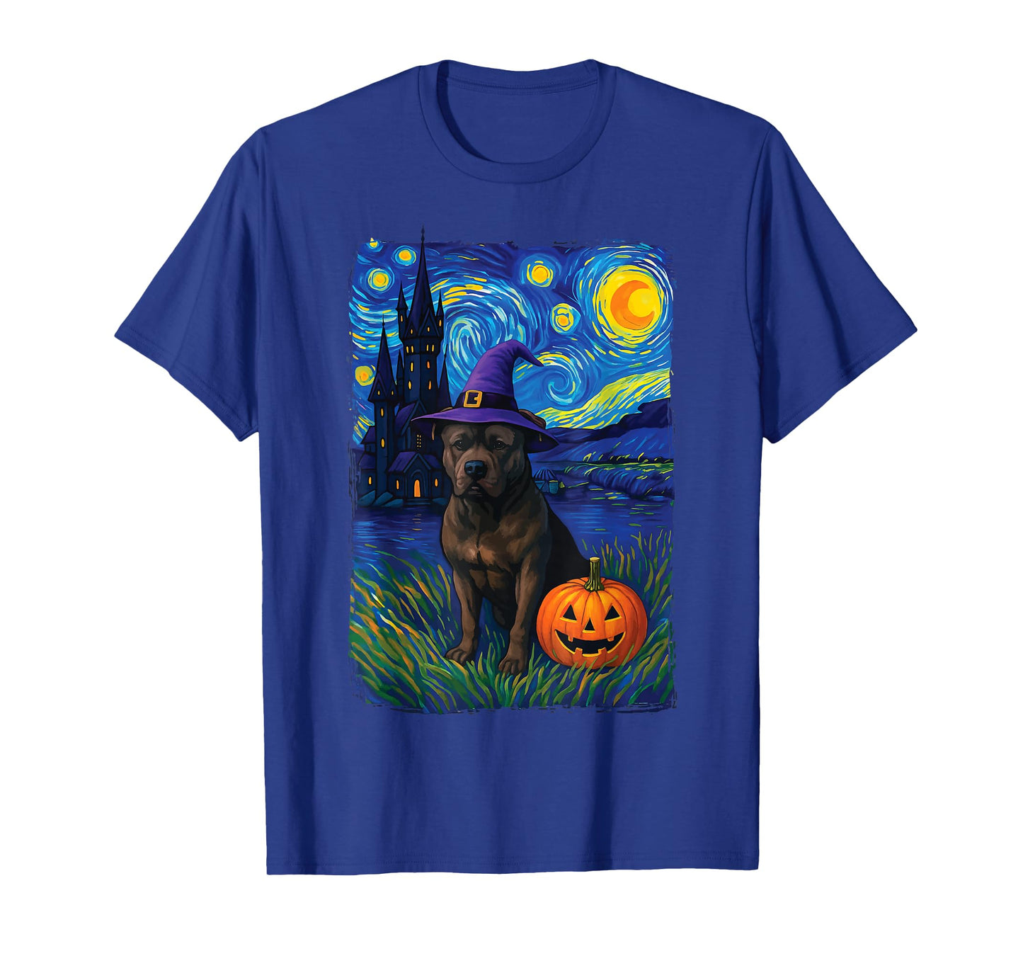 Pitbull Starry Night Halloween T-Shirt