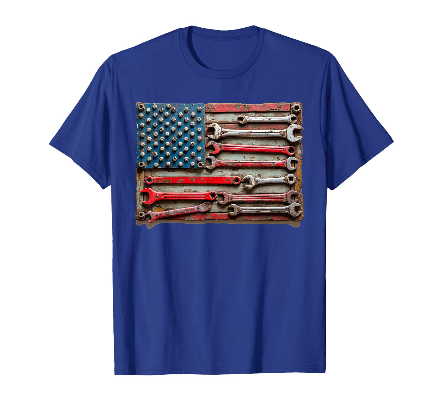 Vintage Mechanic Flag USA American Patriotic Flag Car Mens T-Shirt