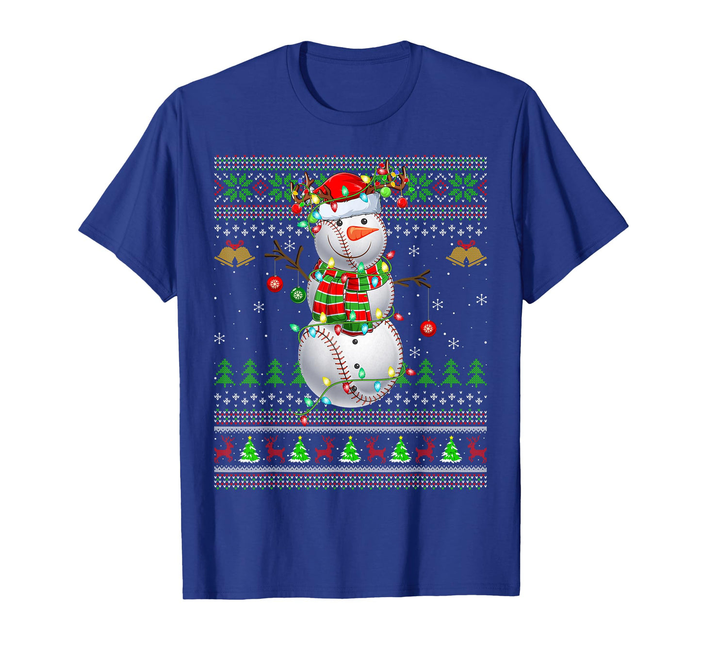 Baseball Snowman Ugly Christmas Sweaters Sports Player Xmas T-Shirt
