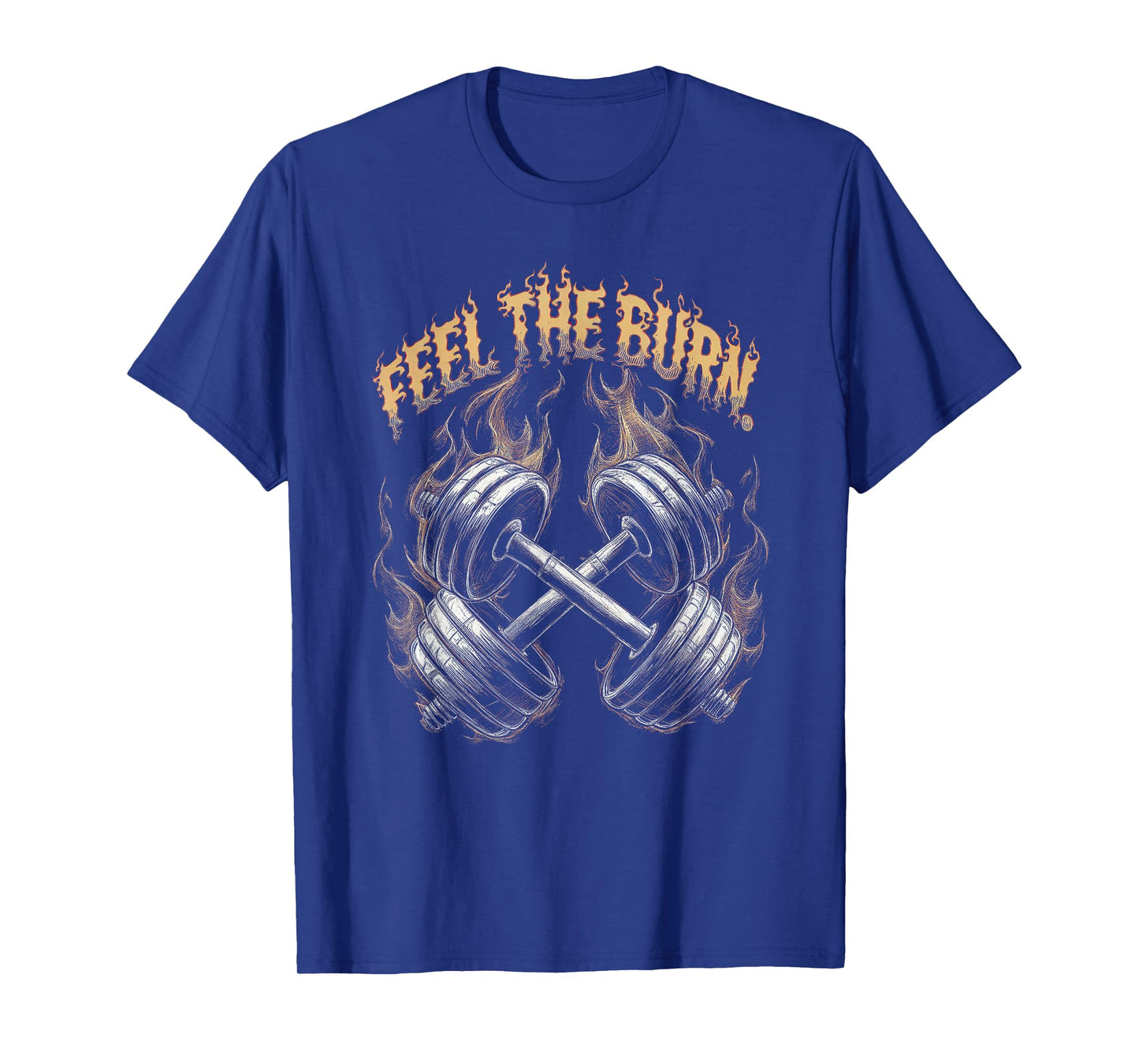 Feel the Burn - Gym Art Dumbbells Design T-Shirt
