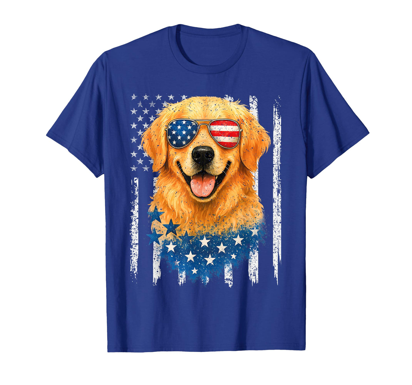 American Flag Golden Retriever USA Retro 4th Of July T-Shirt