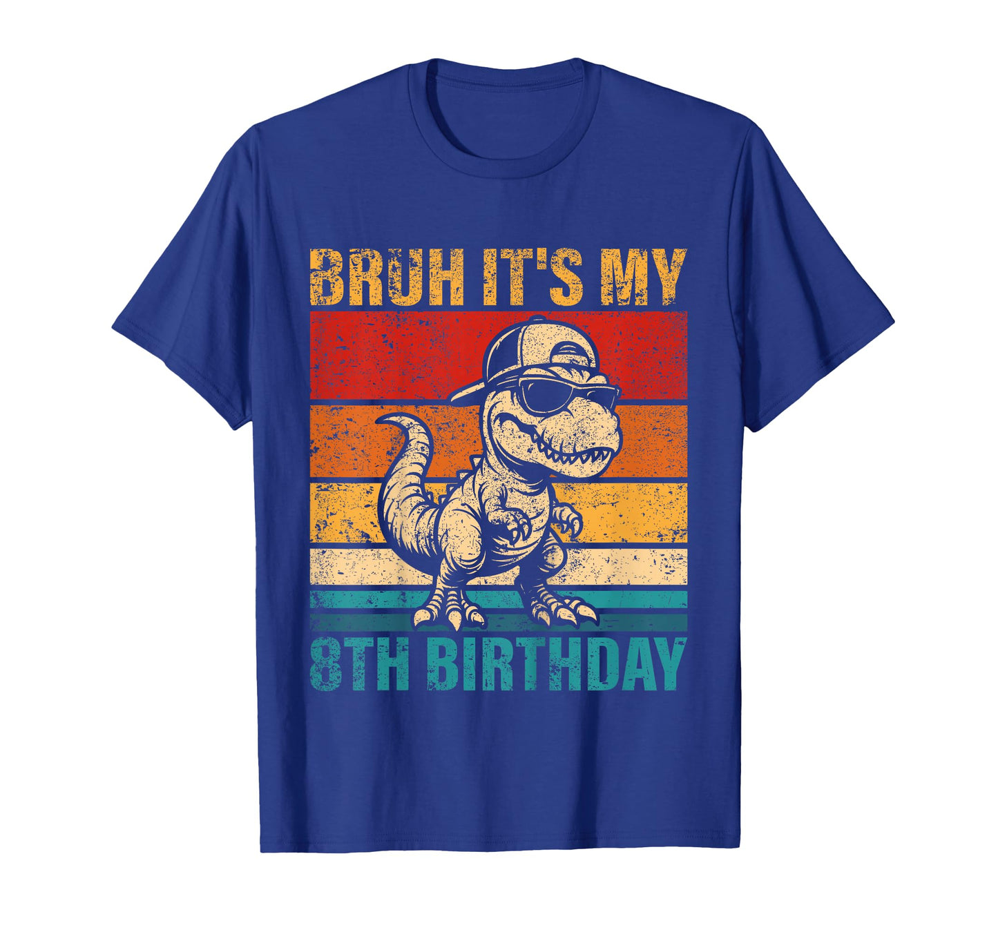Kids 8 Year Old Birthday Boy Dinosaur Bruh It's My 8th Birthday T-Shirt
