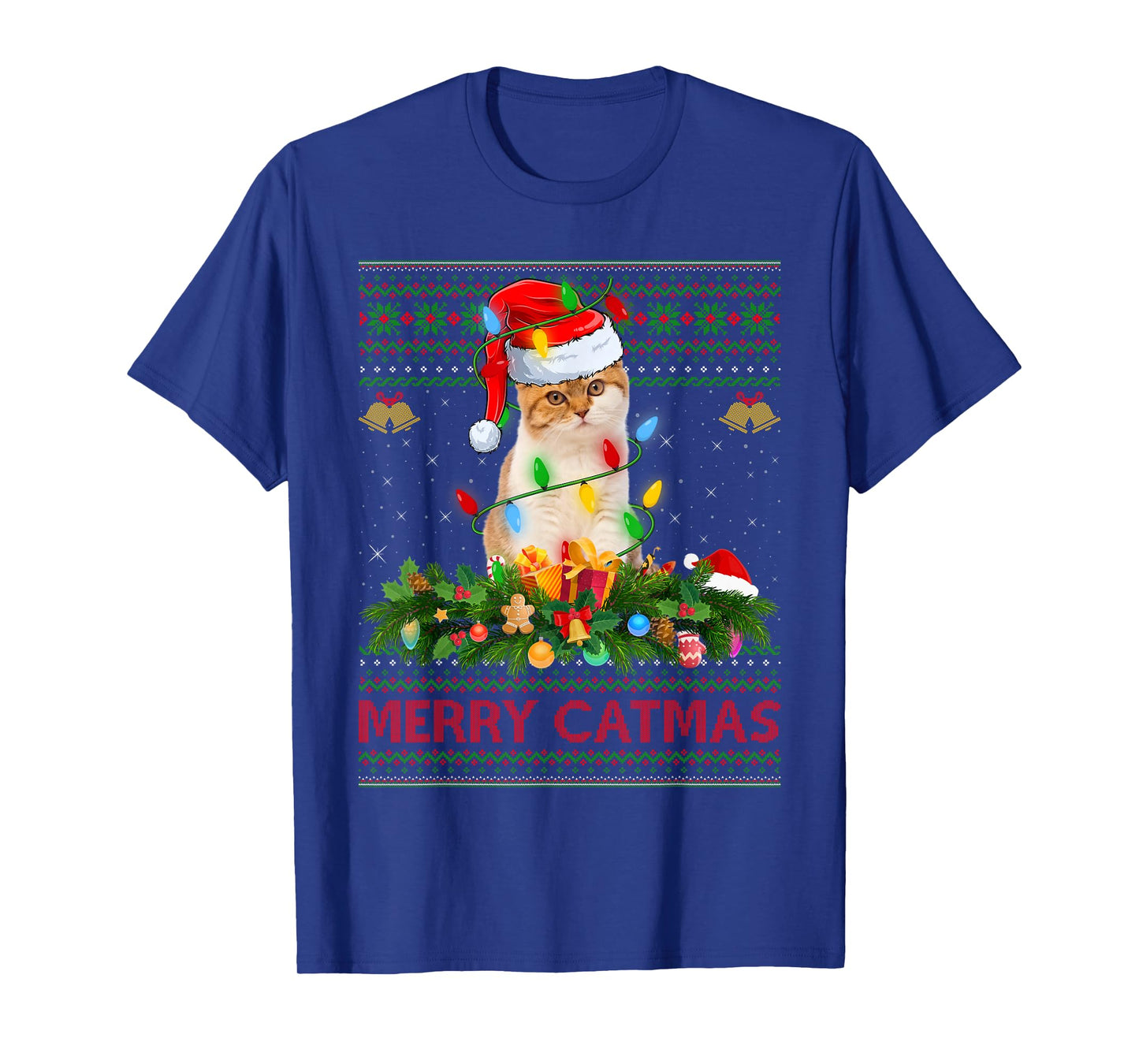 Cat Ugly Christmas Sweaters Funny Pet Cat Lover Merry Catmas T-Shirt