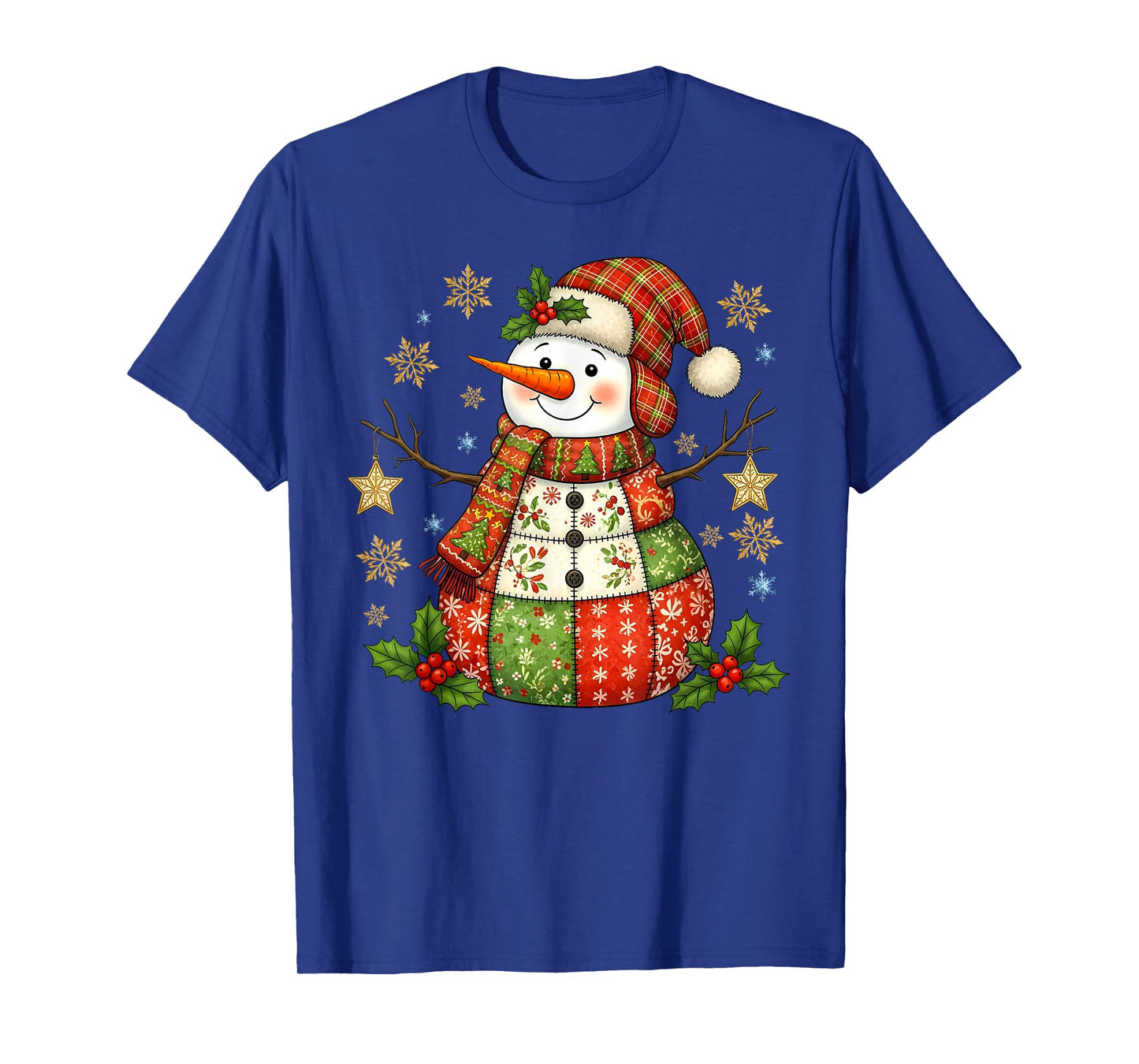 Patchwork Snowman Preppy Girly Christmas Xmas Holiday Kids T-Shirt